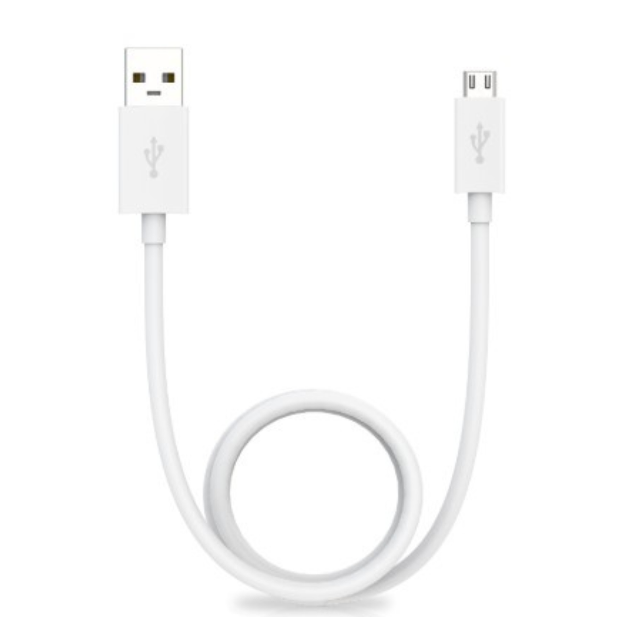 White 1-meter USB-A to micro-USB charger cable for Motorola phones by 9eight5, suitable for electronics accessories.