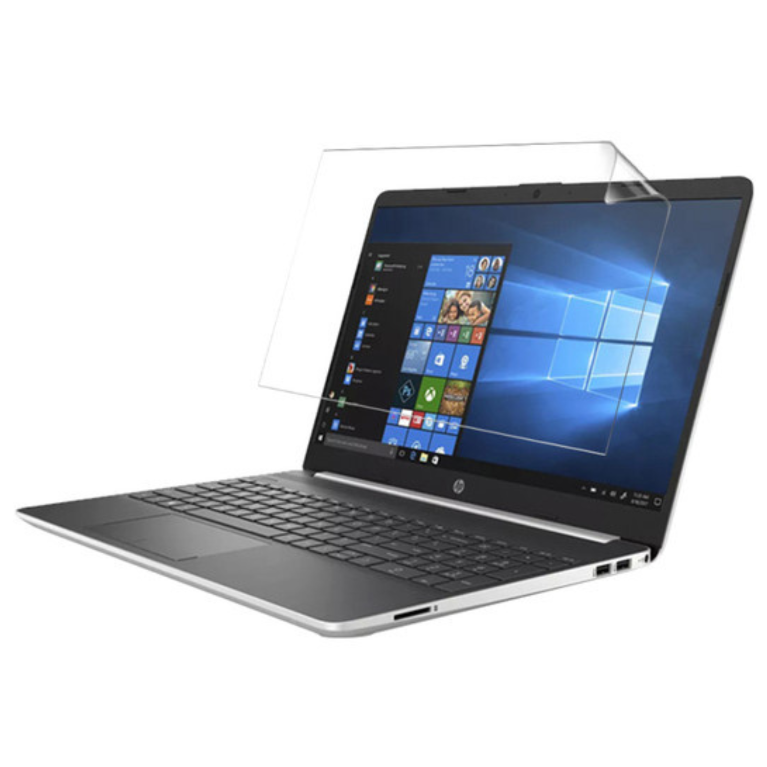 Hydrogel screen protector for HP Laptop 15T 7FQ32AV by 9eight5, showing a clear protective film on a laptop screen.