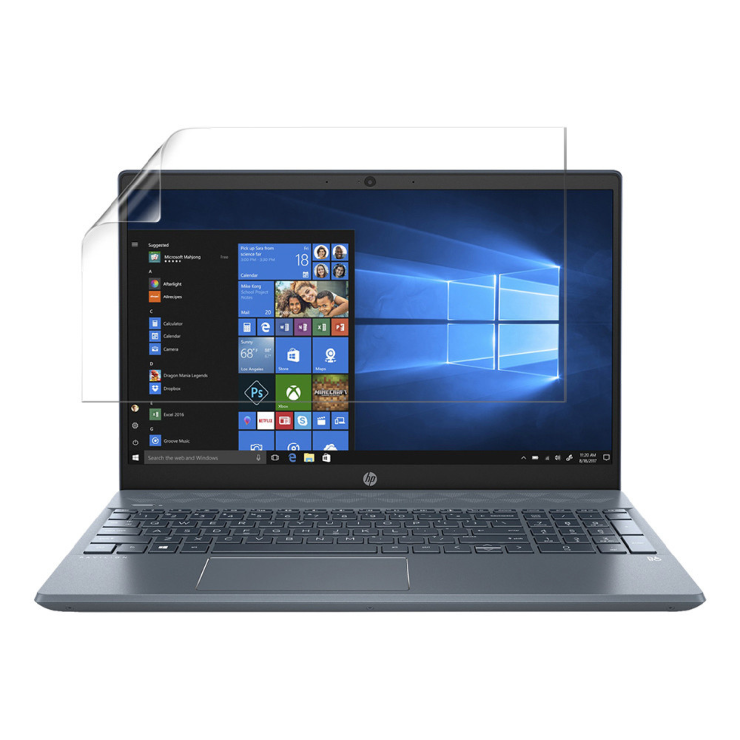 Hydrogel screen protector for HP Pavilion 15 CW1000 by 9eight5, showing a clear protective film on a laptop screen.