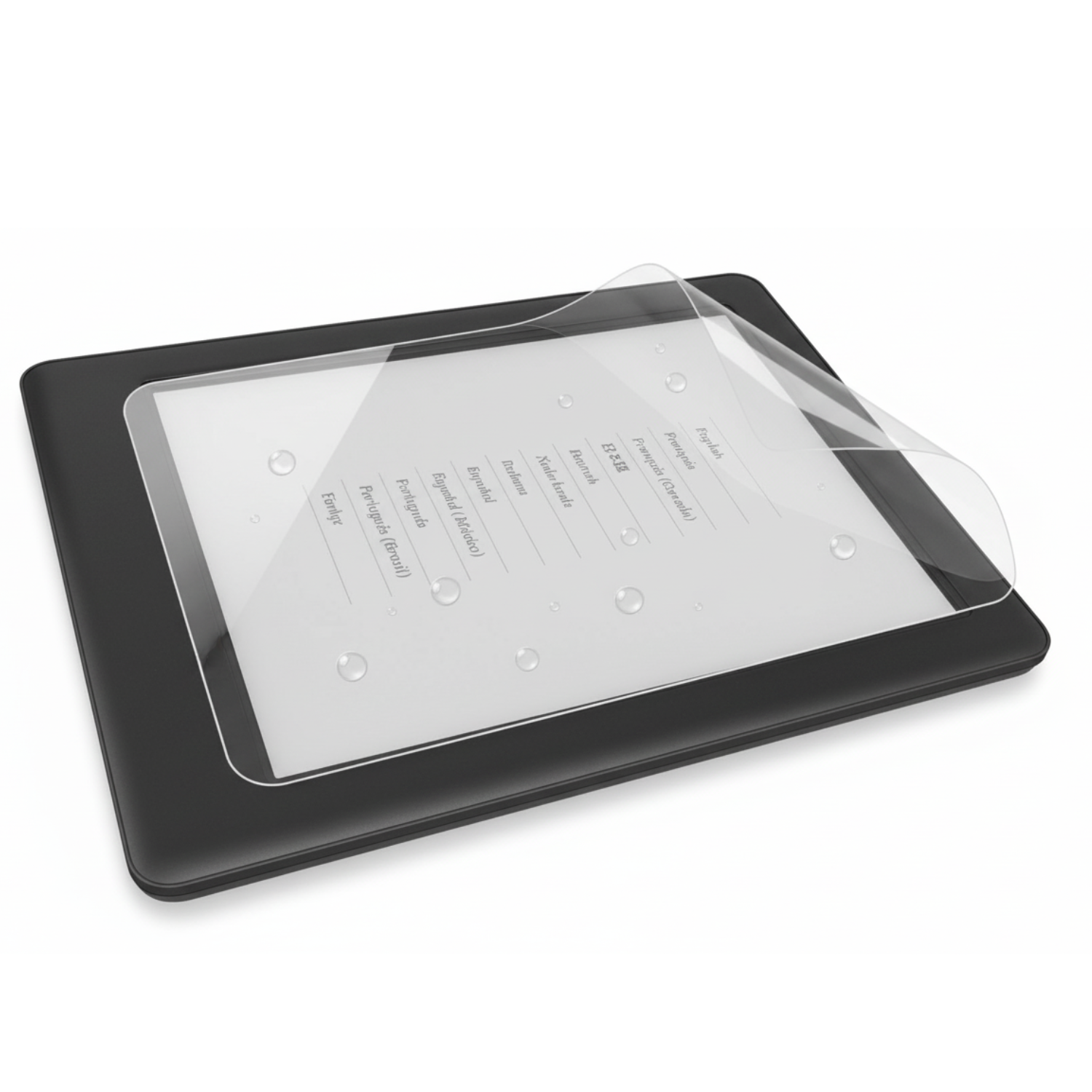 Two clear hydrogel screen protectors for Kobo Glo HD e-reader, designed by 9eight5, showing the protective film on the device screen.