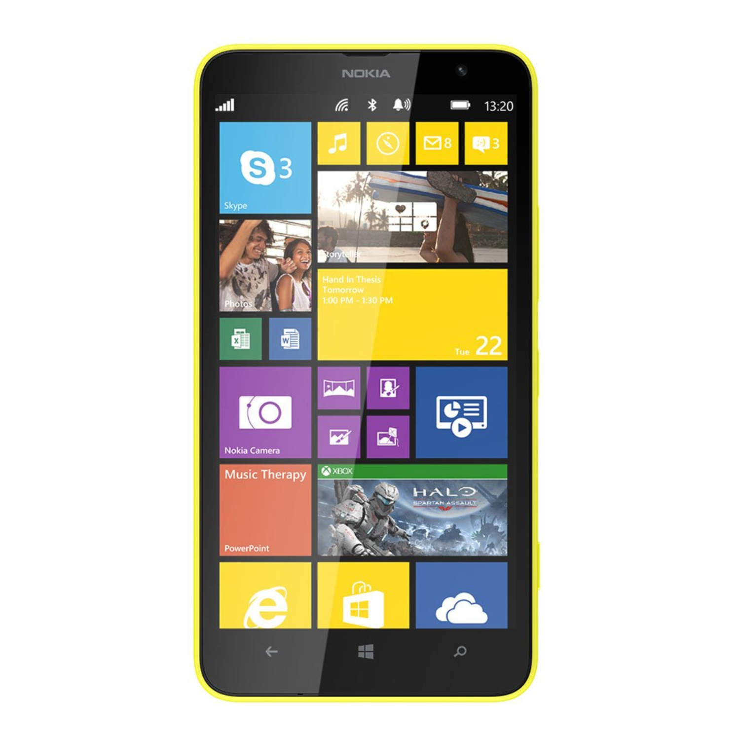 Hydrogel screen protector for Nokia Lumia 1320 by 9eight5, showing a clear, flexible film covering the phone screen.