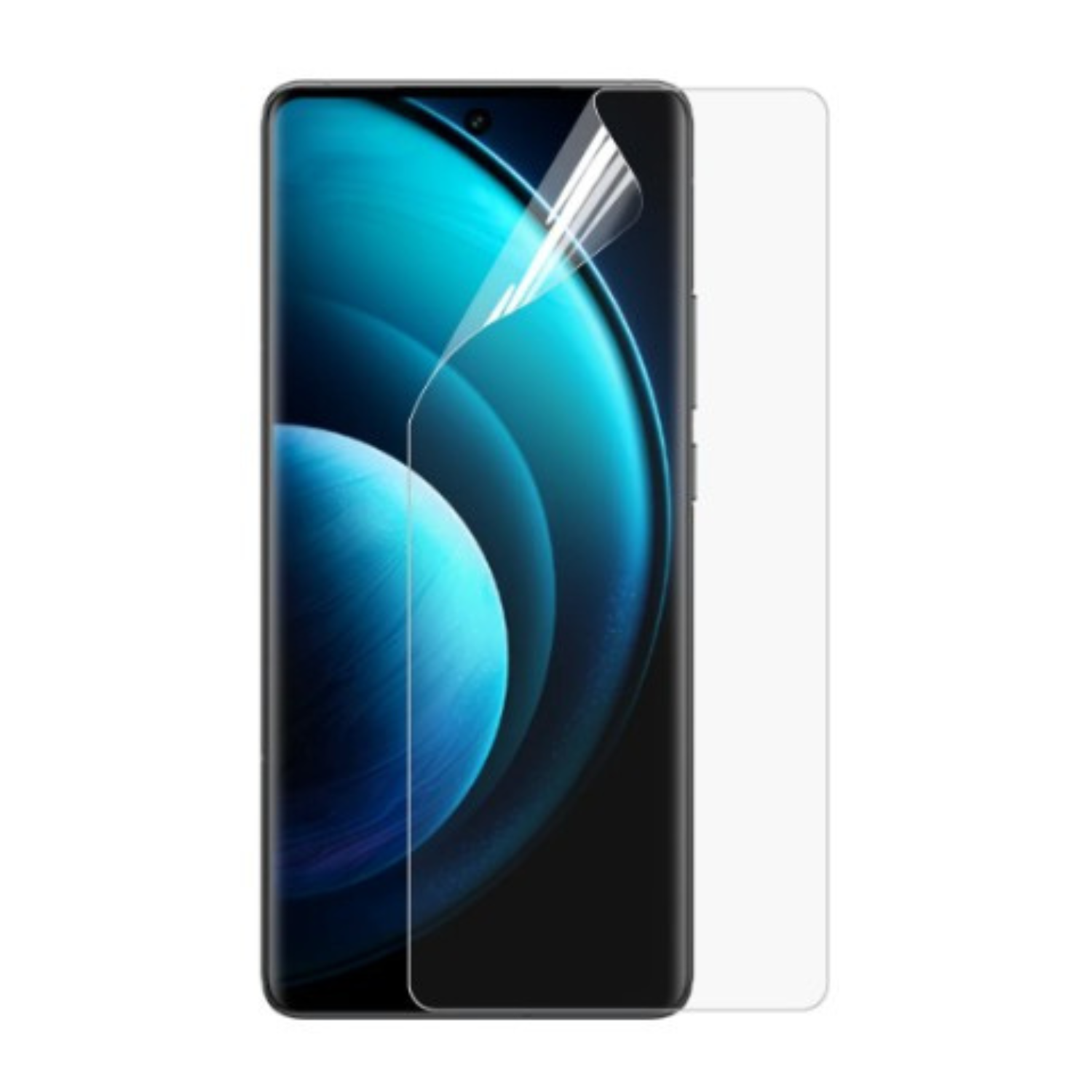 9eight5 Hydrogel screen protector for Vivo X100s showing clear, flexible film covering smartphone screen with precise edges