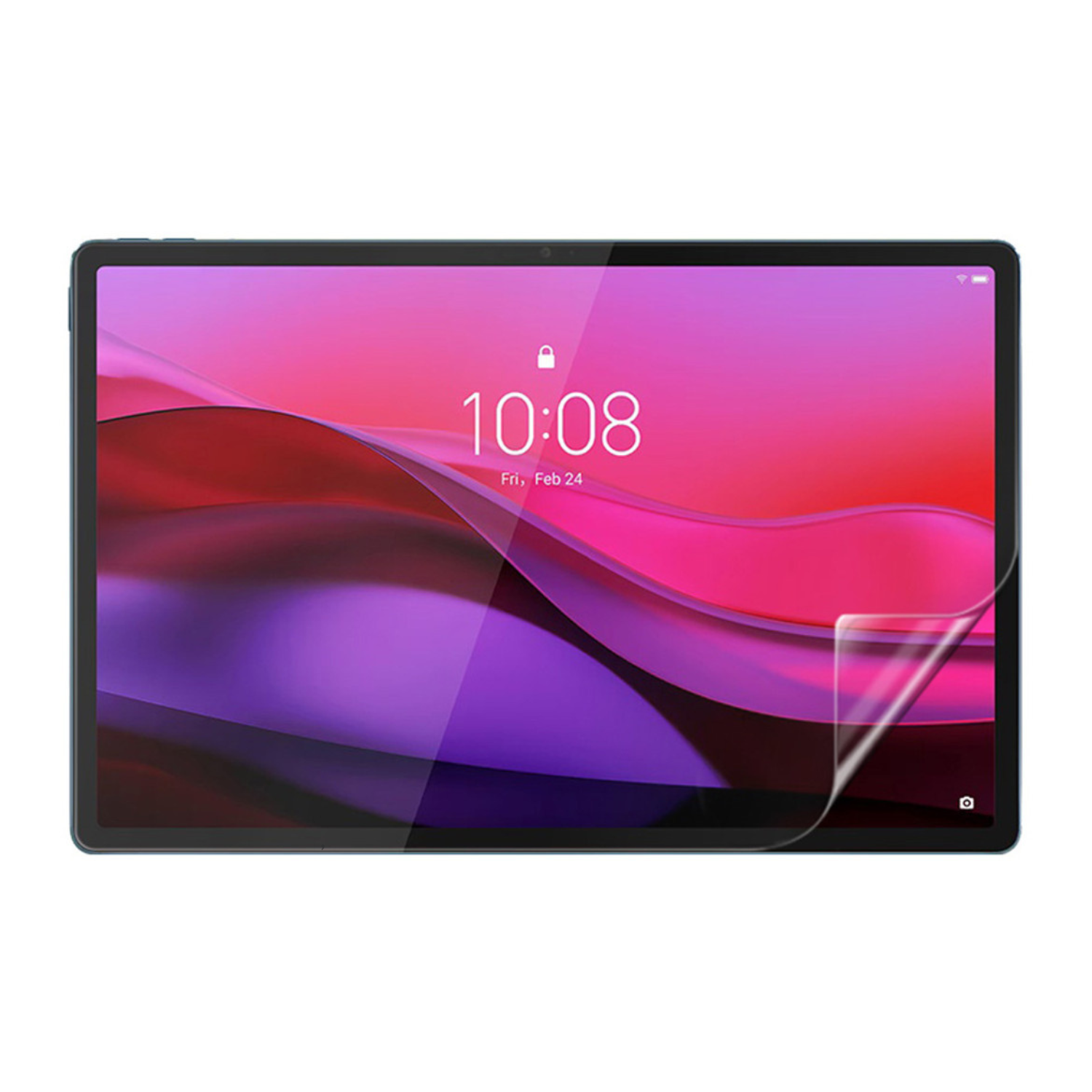 9eight5 Hydrogel screen protector for Lenovo Yoga Tab Plus, showing a clear, flexible film applied to a tablet screen.