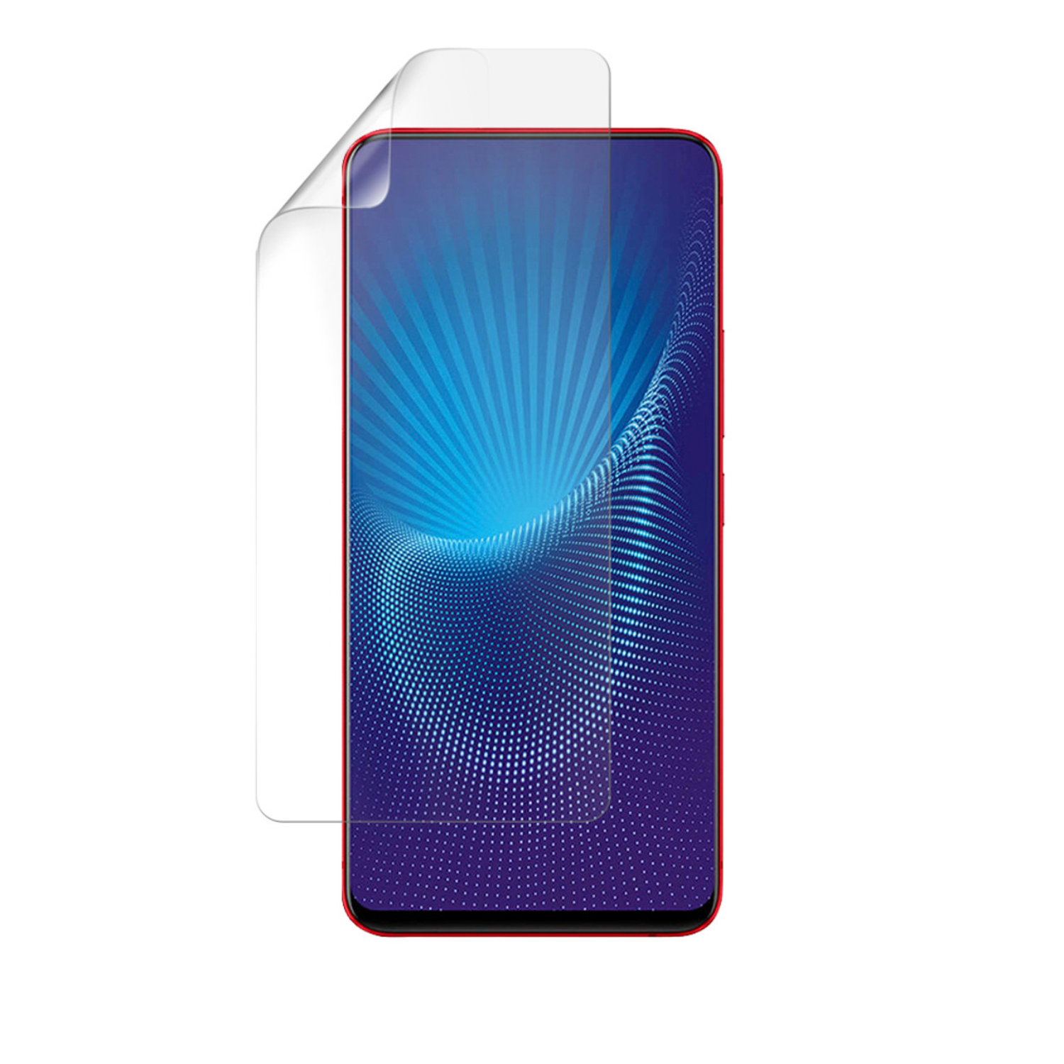 9eight5 hydrogel screen protector for Vivo NEX A, showing a clear, flexible film covering the phone screen.