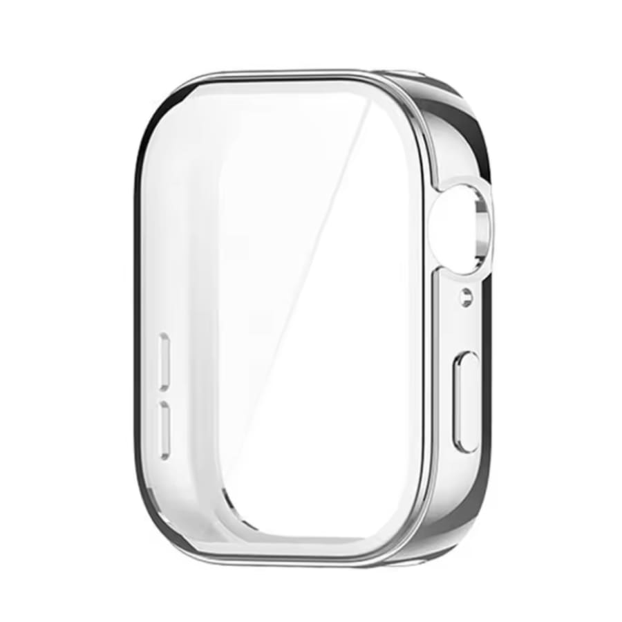 Silver protective case for Huawei Watch Fit 5 Pro with screen protector, designed to shield the watch from scratches and impacts.