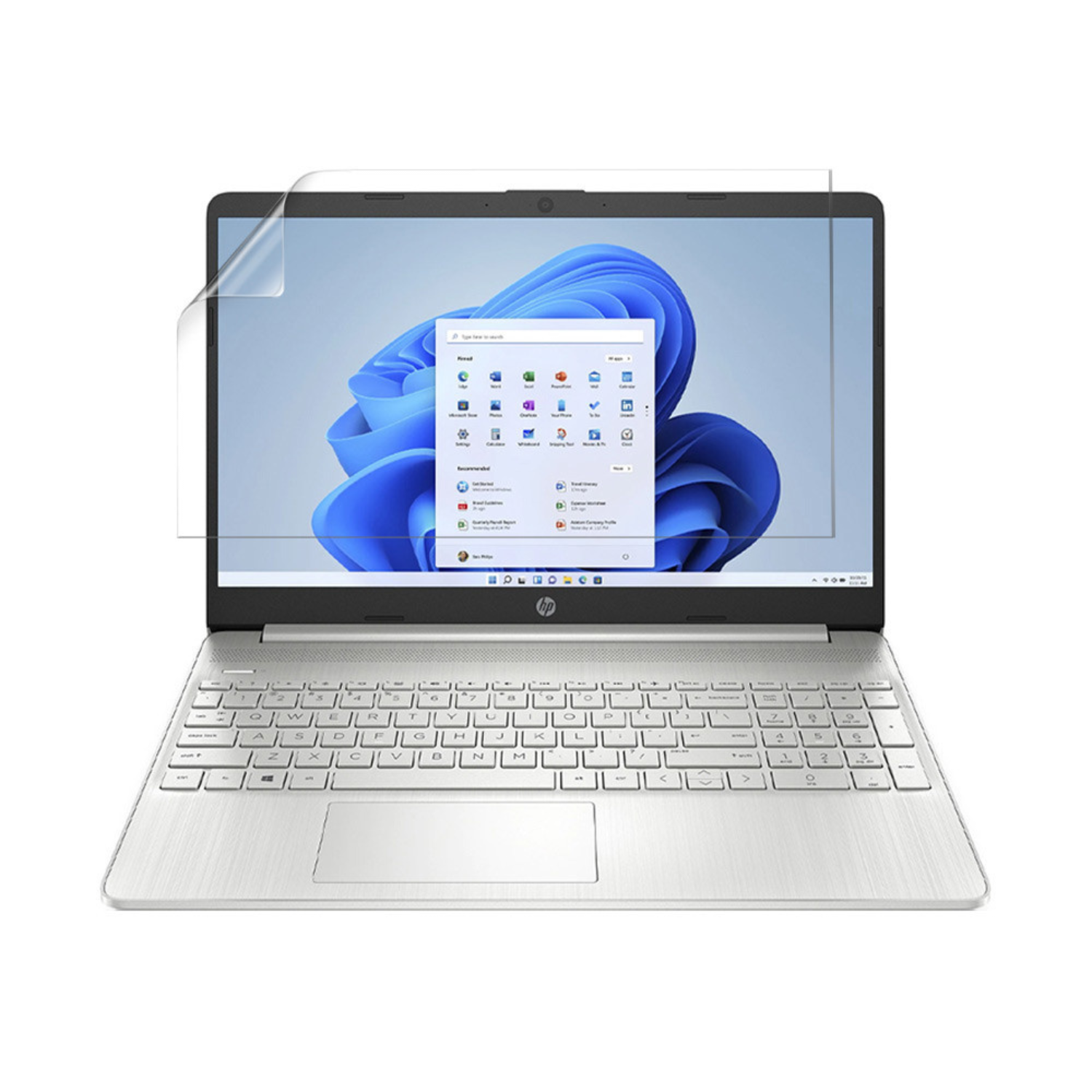 Hydrogel screen protector for HP 15 DY5000 laptop, showing clear, flexible shield applied to the screen for protection.
