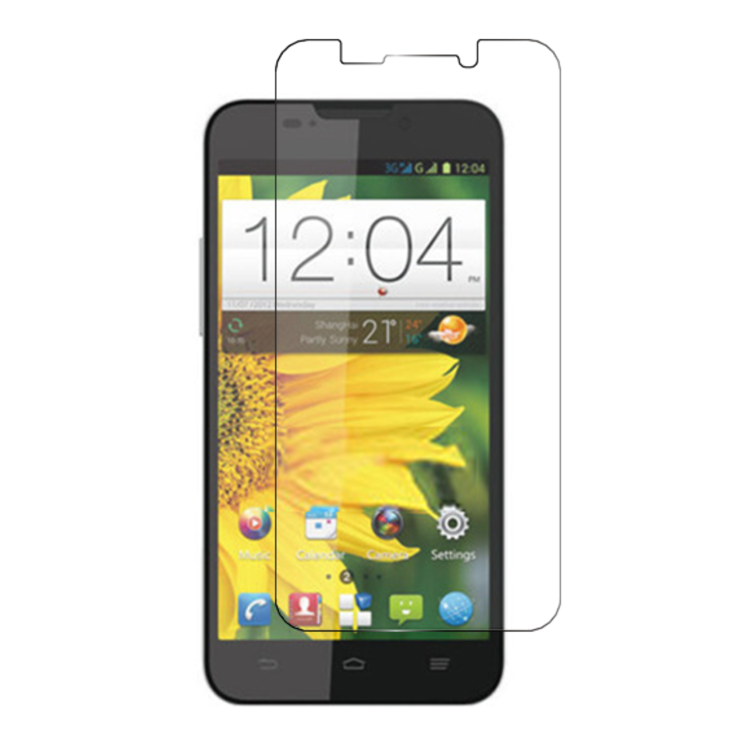 9eight5 Hydrogel screen protector for ZTE Grand X Quad V987, showing a clear, flexible film applied to a smartphone screen.