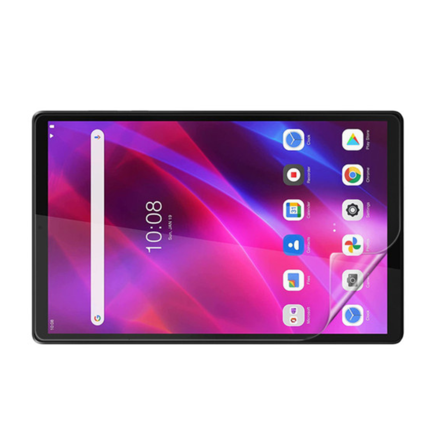 Hydrogel screen protector for Lenovo Tab K10 by 9eight5, showing the clear, flexible film applied to the tablet screen.