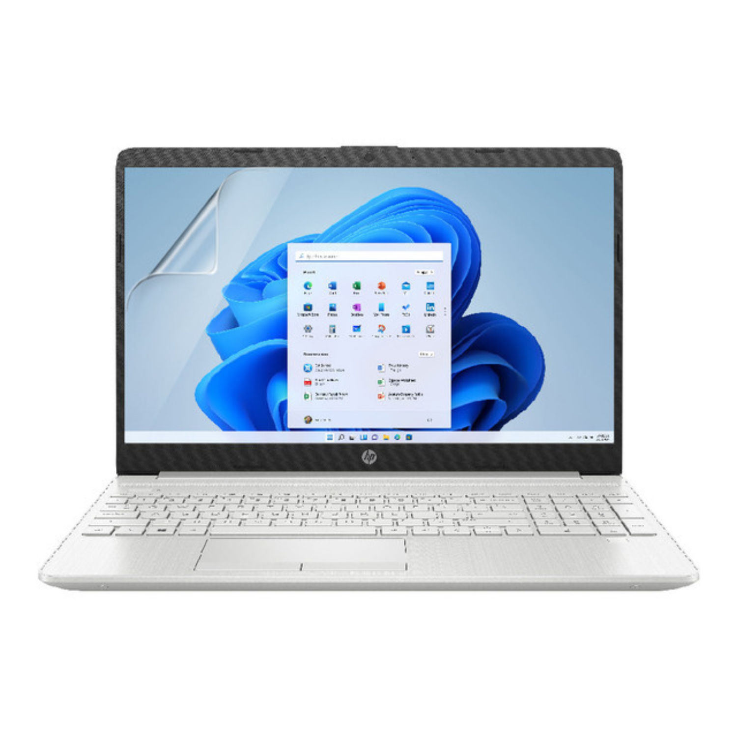 9eight5 hydrogel screen protector for HP 15 DW1000 laptop, clear and thin screen protection device, close-up view