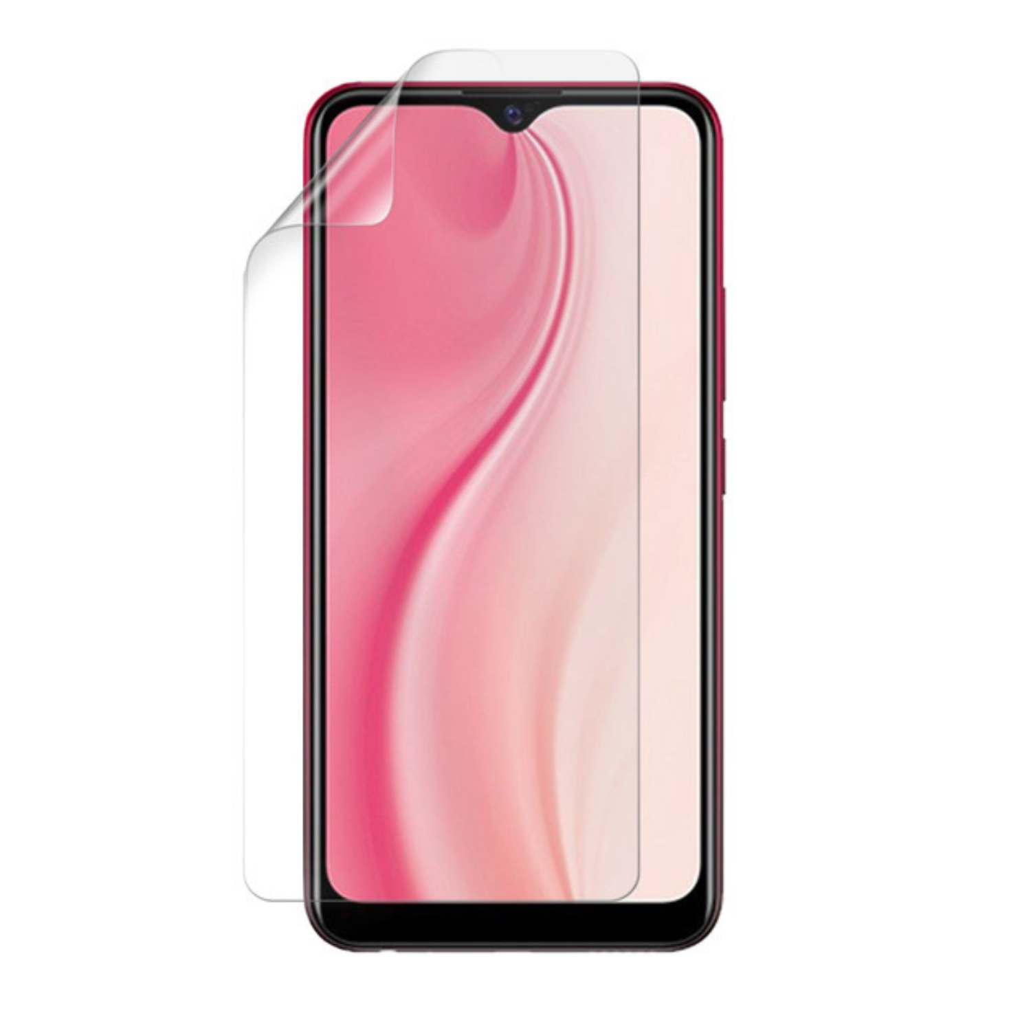 Transparent Hydrogel Screen Protector for Vivo Y3s by 9eight5, showing a close-up of the clear, flexible protective film on a smartphone screen.