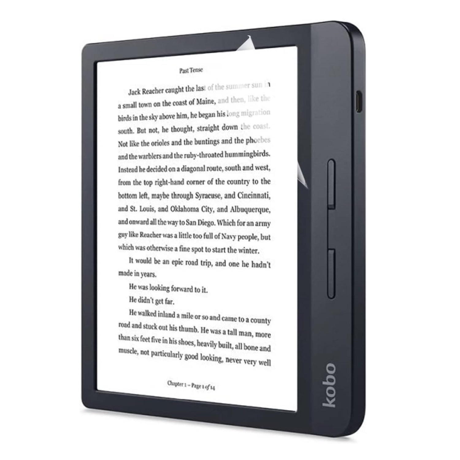 Clear hydrogel screen protector for Kobo Libra H2O by 9eight5, showing a smooth, transparent layer fitting over the device screen.