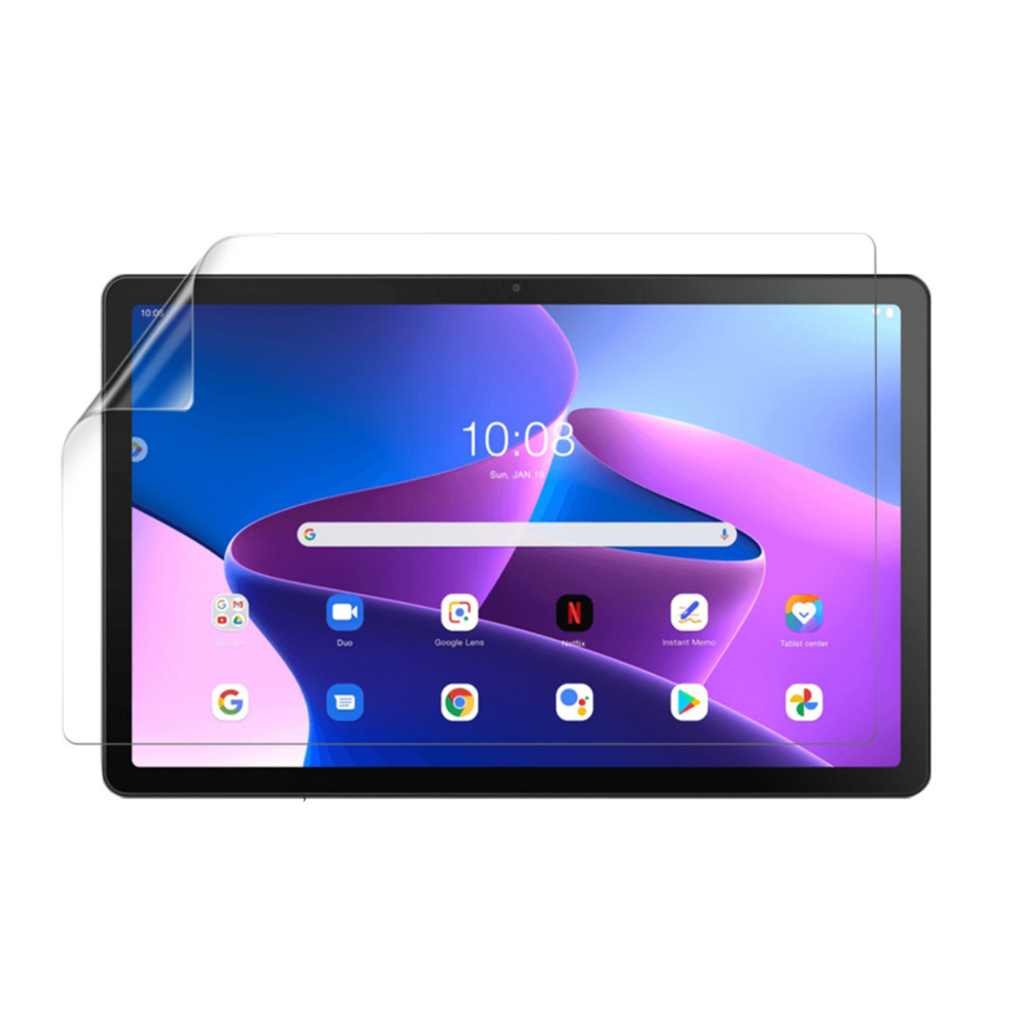 Hydrogel screen protector for Lenovo M10 Plus (3rd Gen), 9eight5 brand, showing clear, flexible film for tablet screen protection.