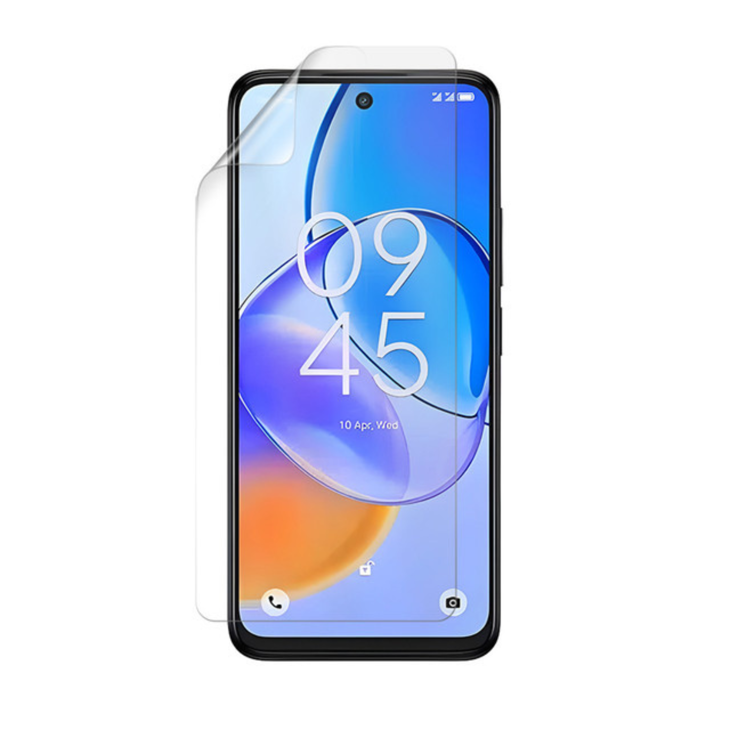 Two 9eight5 Hydrogel Screen Protectors for TCL 60 5G smartphone, showing clear, flexible protective film on device screen