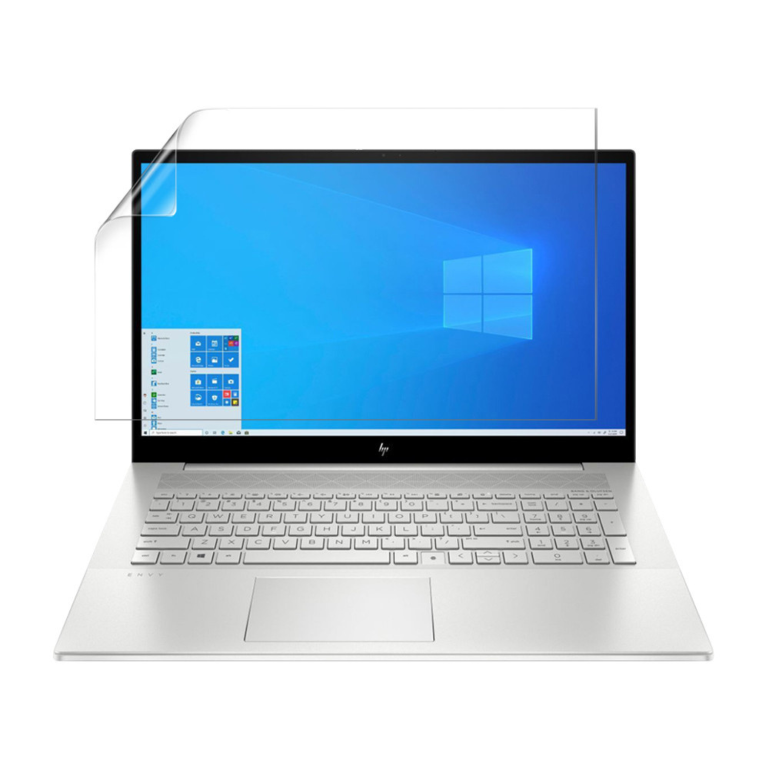 Hydrogel screen protector for HP ENVY 17 CG0000 laptop, showing clear, flexible film covering the screen area.