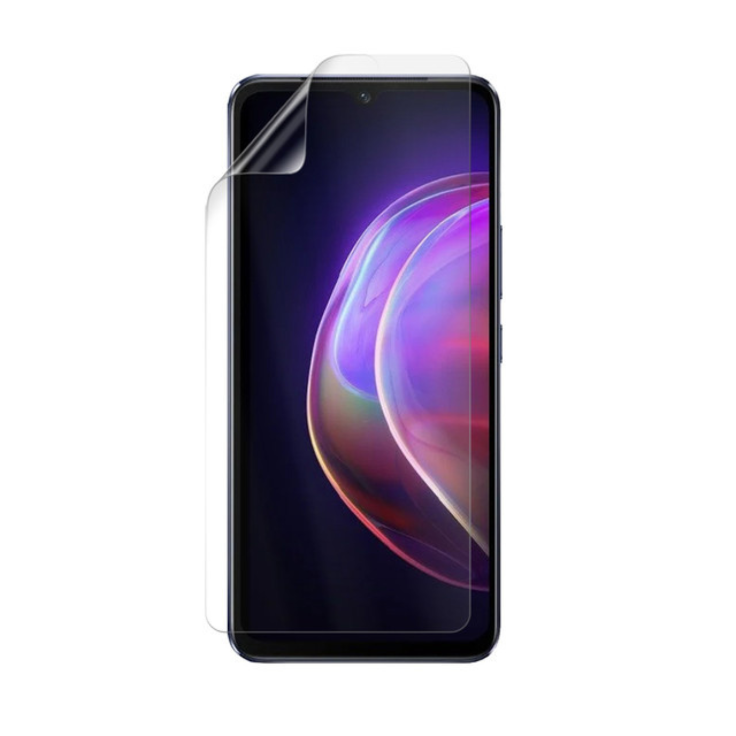 9eight5 hydrogel screen protector for Vivo V21, showing a clear, thin film designed to protect the phone screen from scratches.