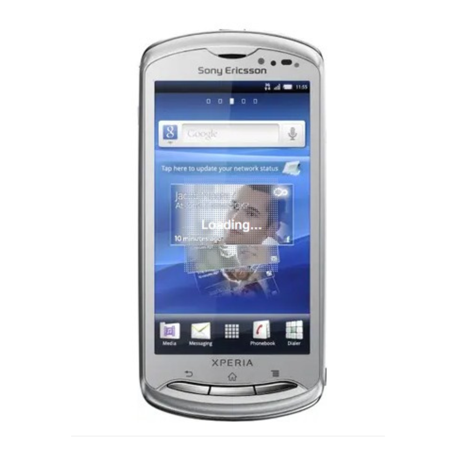 Hydrogel screen protector for Sony Ericsson Xperia Pro by 9eight5, showing a clear, flexible film covering the phone screen.