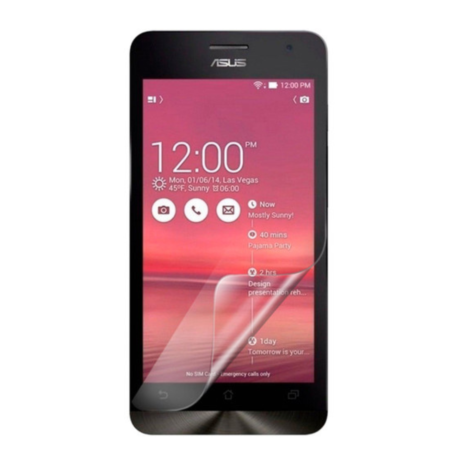 9eight5 hydrogel screen protector for Asus Zenfone 5 A500KL, showing a close-up of the clear, flexible screen protection layer.