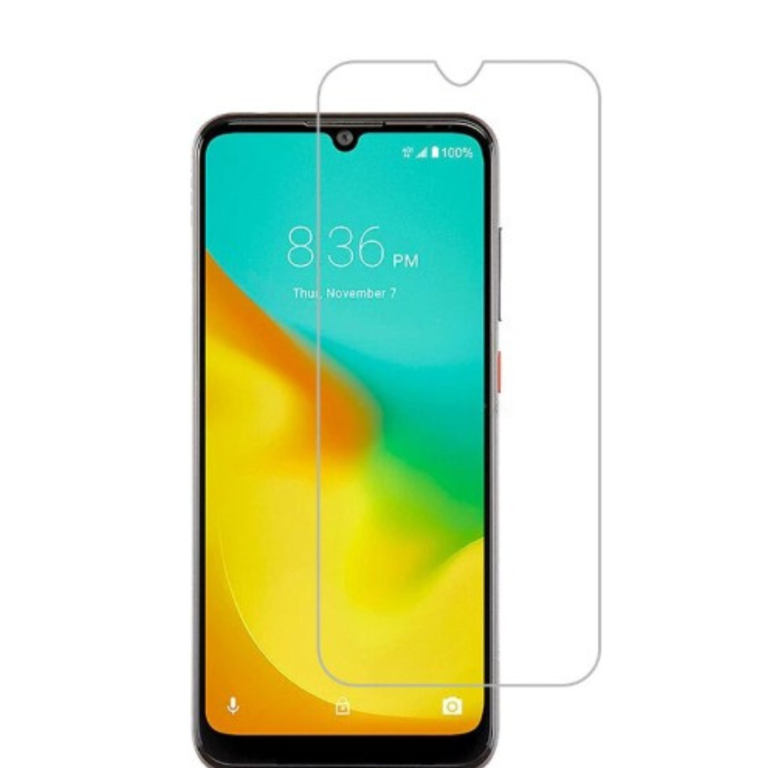 Clear Hydrogel Screen Protector for ZTE Blade A7 Prime by 9eight5, showing the transparent film applied to a smartphone screen.