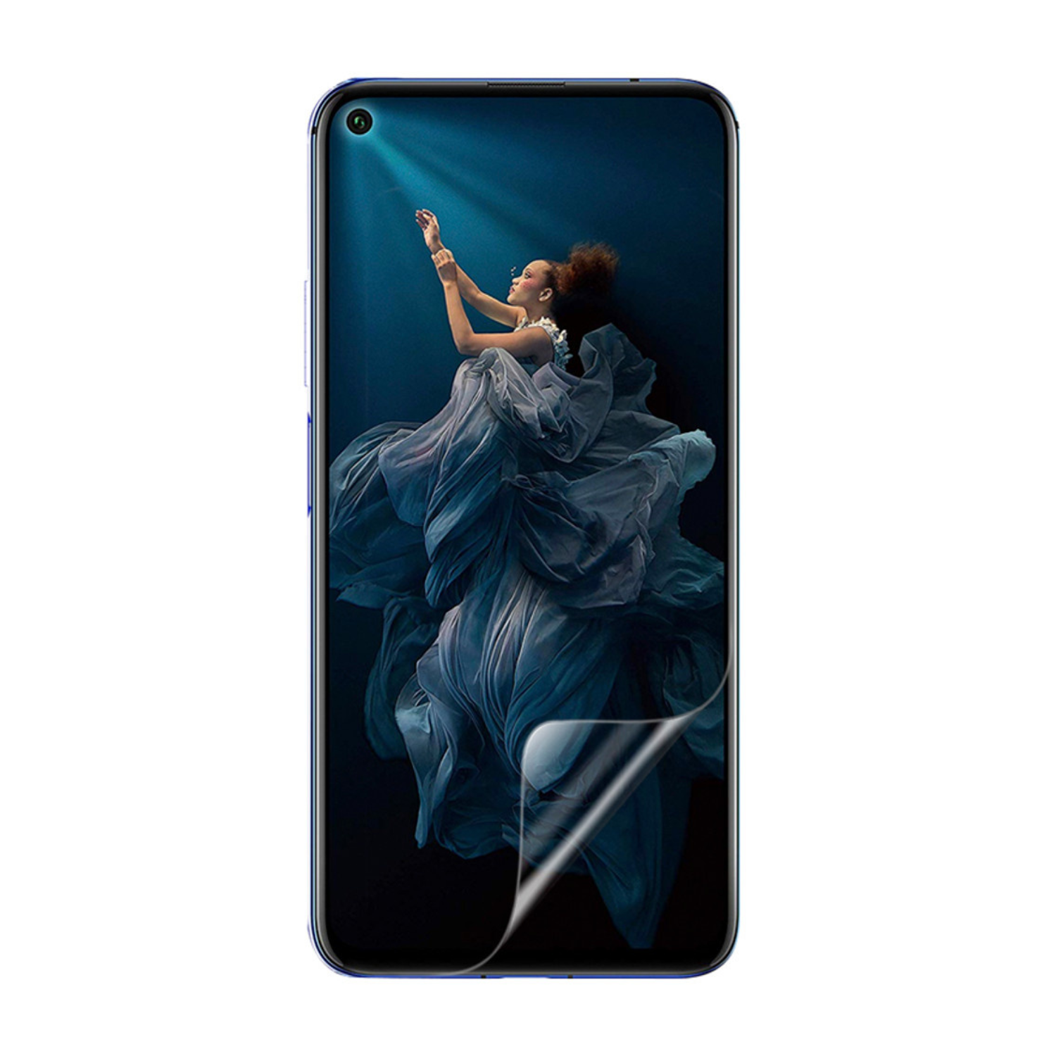 Hydrogel screen protector for Honor 20 2019 by 9eight5, showing a clear, flexible film covering a smartphone screen in the image.