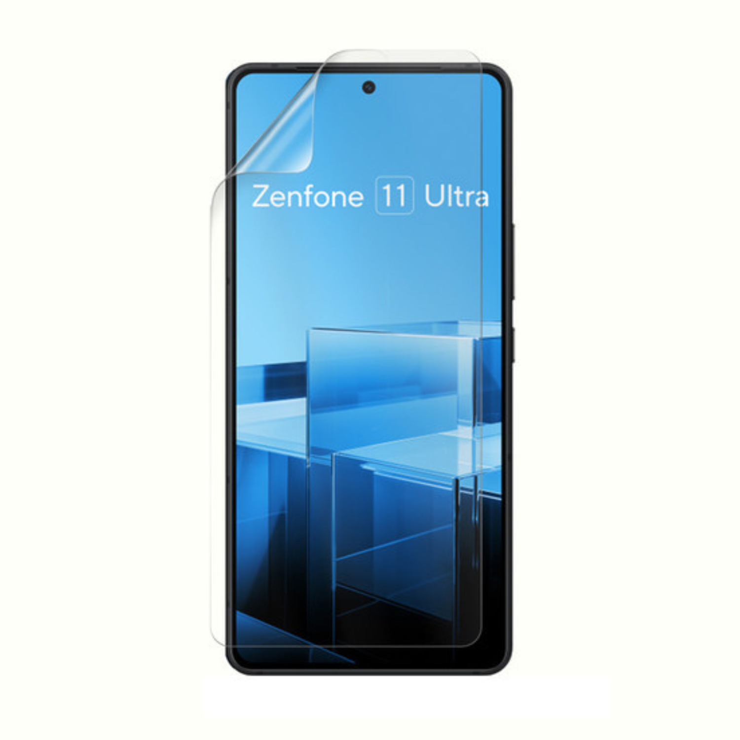 9eight5 hydrogel screen protector for Asus Zenfone 11 Ultra, showing a clear, flexible shield protecting the phone screen.