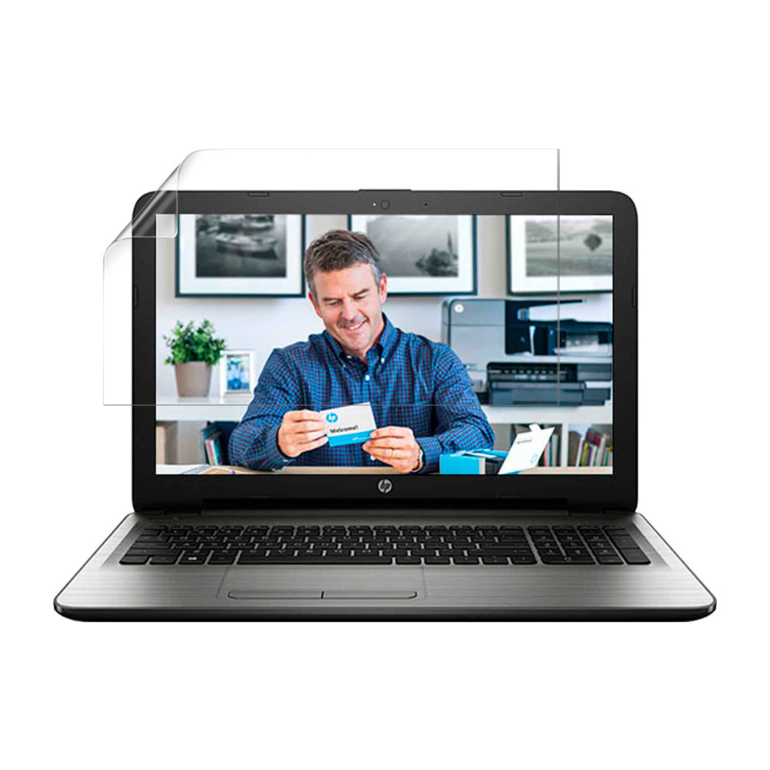 Hydrogel screen protector for HP Notebook 15 AY019TU by 9eight5, showing clear fit and easy application on laptop screen.