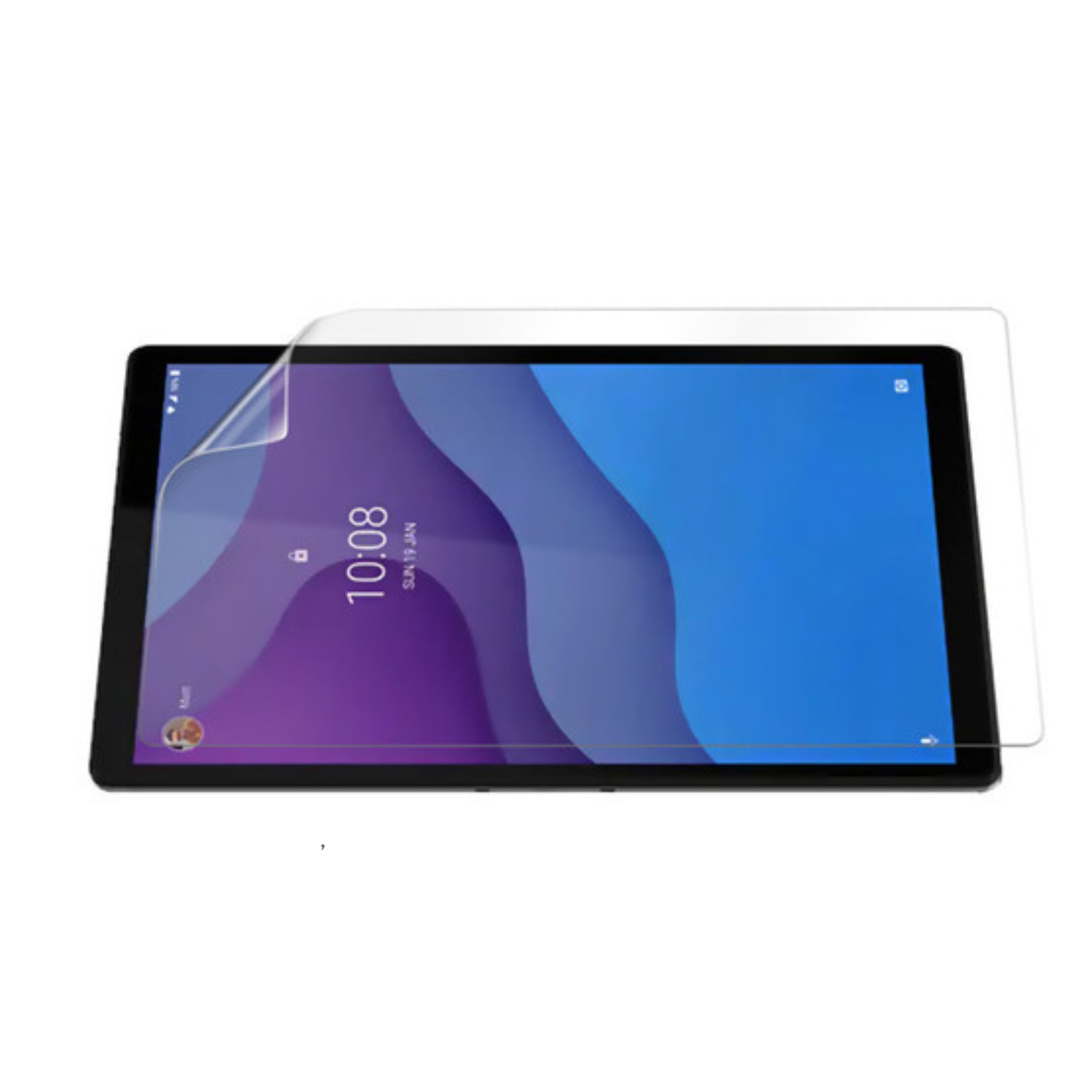 Hydrogel screen protector for Lenovo M10 HD (2nd Gen) by 9eight5, showing installation on tablet screen