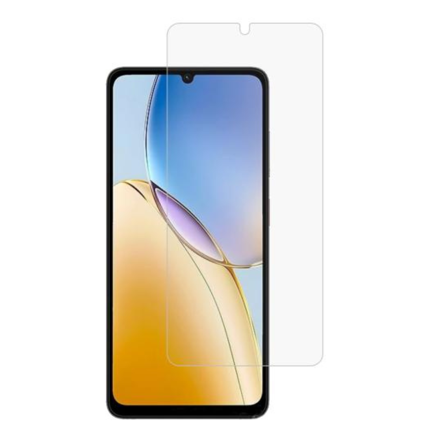 Hydrogel screen protector for ZTE Blade A56, transparent film with rounded edges, applied to a smartphone screen.
