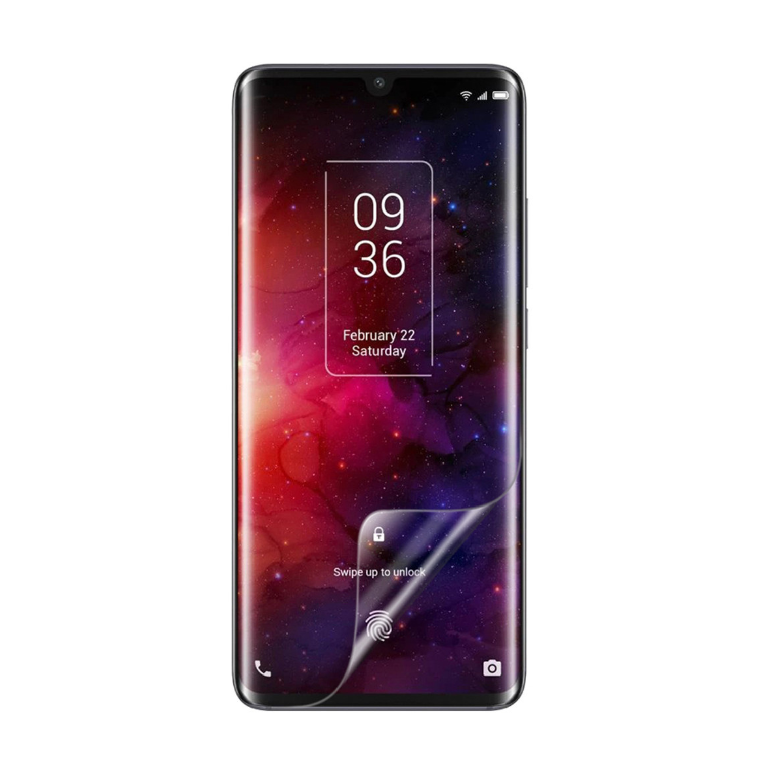 Hydrogel screen protector for TCL 10 Pro by 9eight5, showing the clear, flexible film fitting over the phone screen.