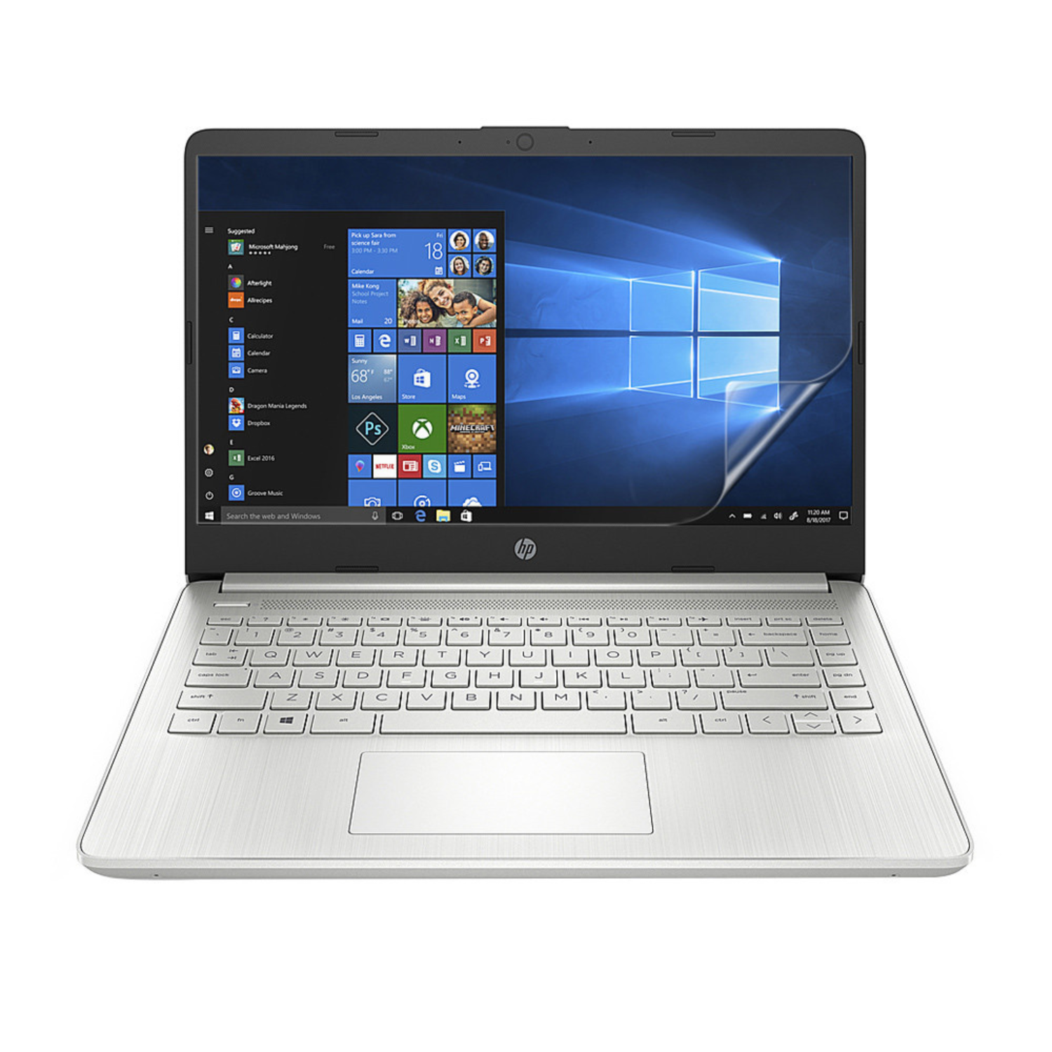 9eight5 hydrogel screen protector for HP 14 DQ2000 laptop, clear and thin screen cover shown on laptop display.