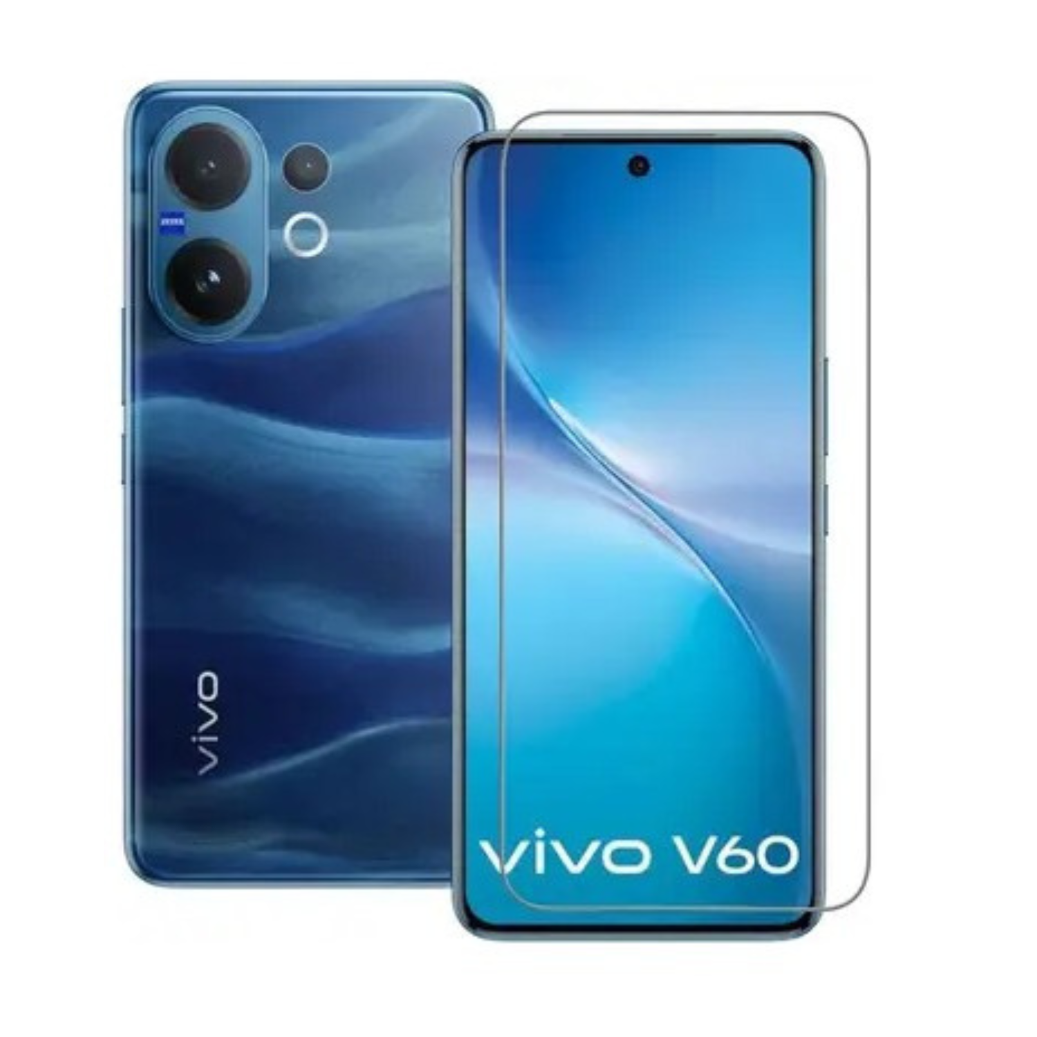 Hydrogel screen protector for Vivo V60 Lite 5G by 9eight5, shown installed on smartphone screen with clear edges.