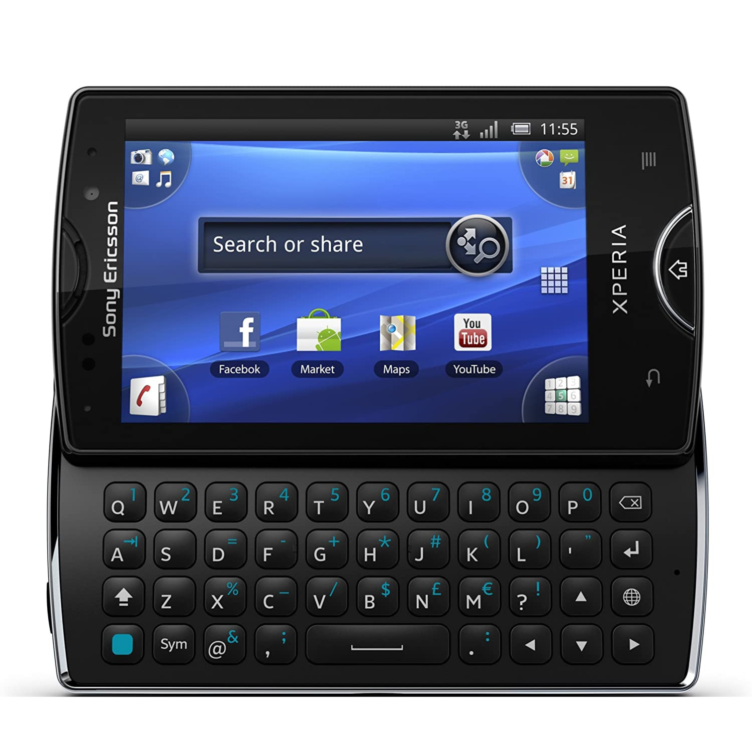 Hydrogel screen protector for Sony Ericsson Xperia mini Pro by 9eight5, showing clear, flexible film covering the phone screen.