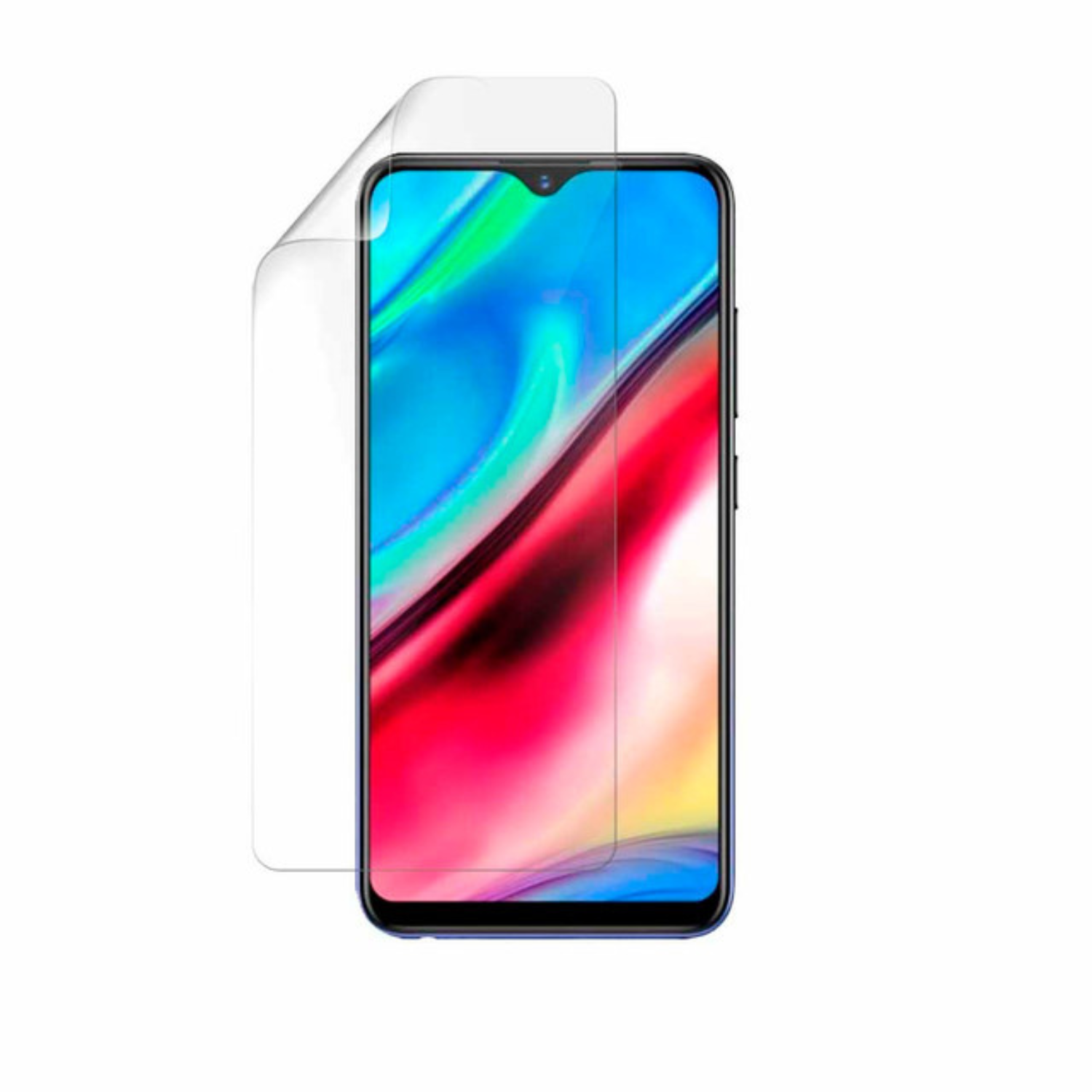 Hydrogel screen protector for Vivo Y93 by 9eight5, showing a clear, flexible film fitting the phone screen perfectly.
