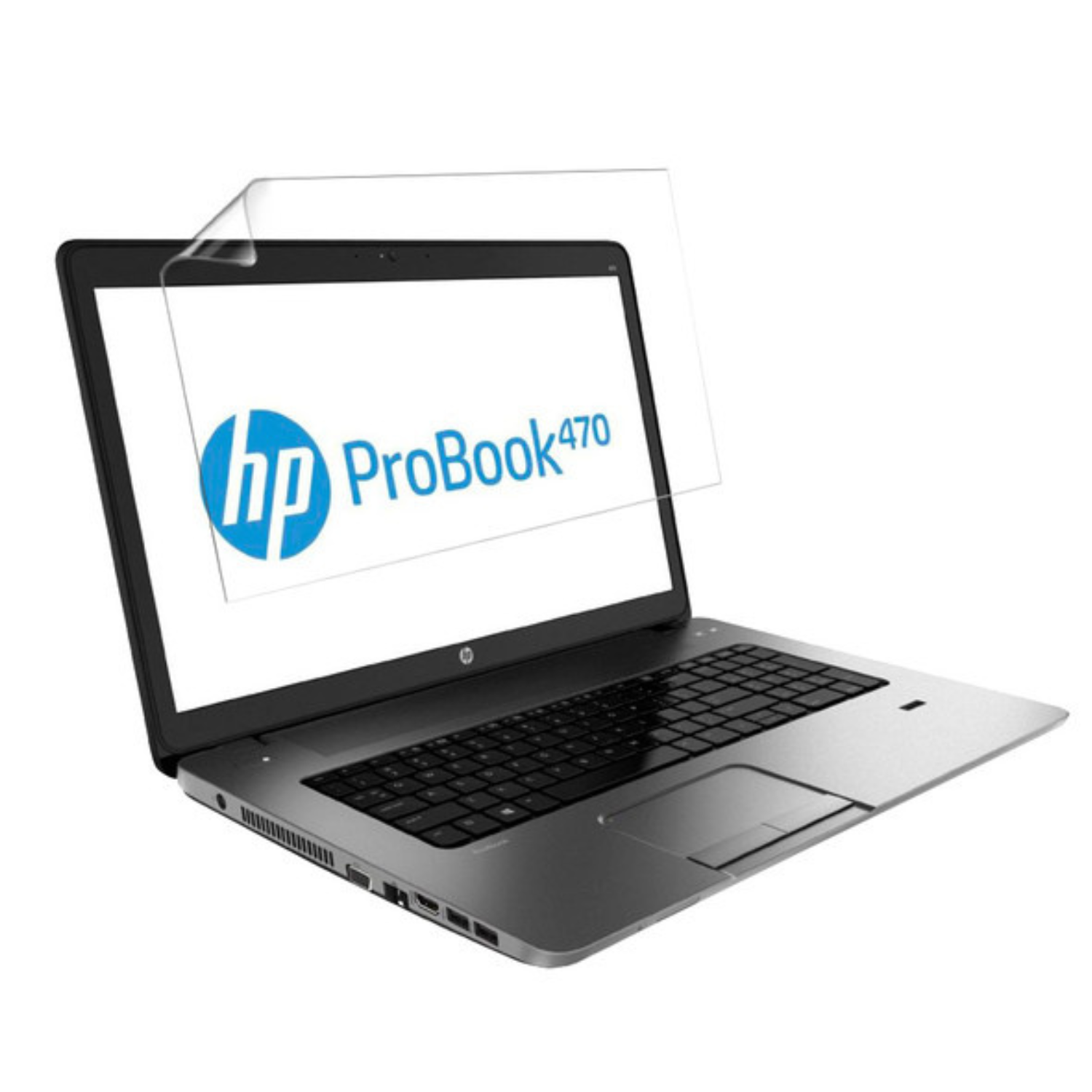 Two 9eight5 hydrogel screen protectors for HP ProBook 470 G1 laptops, showing clear, flexible covers on a laptop screen.
