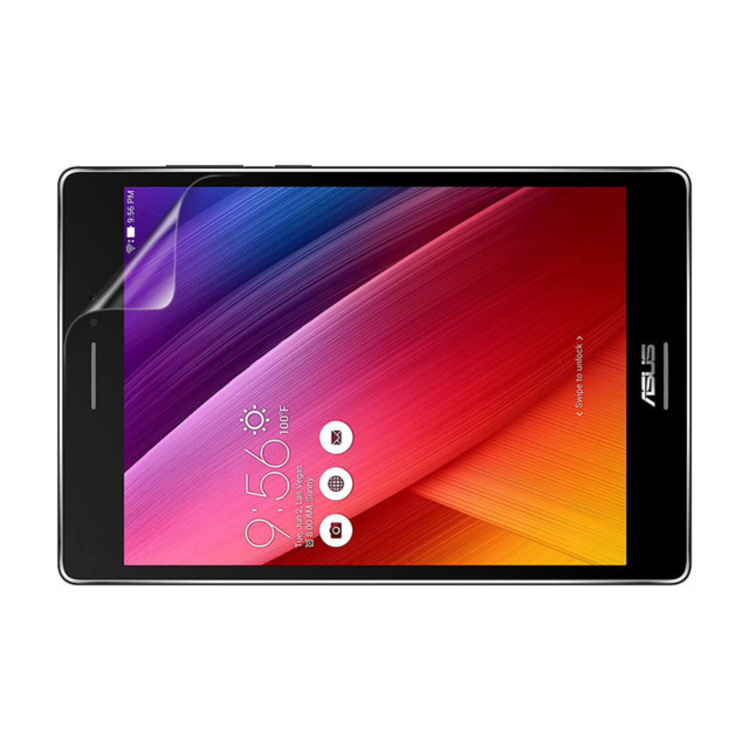 Two 9eight5 hydrogel screen protectors for Asus Zenpad S 8.0 Z580C, shown in clear packaging with protective films.
