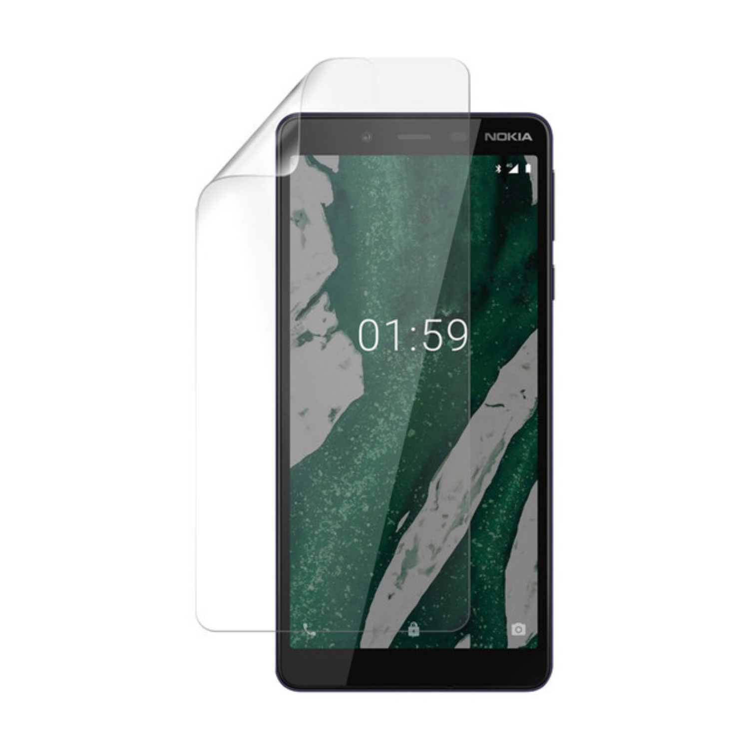 Two clear Hydrogel screen protectors for Nokia 1 Plus by 9eight5, shown flat on a white background.