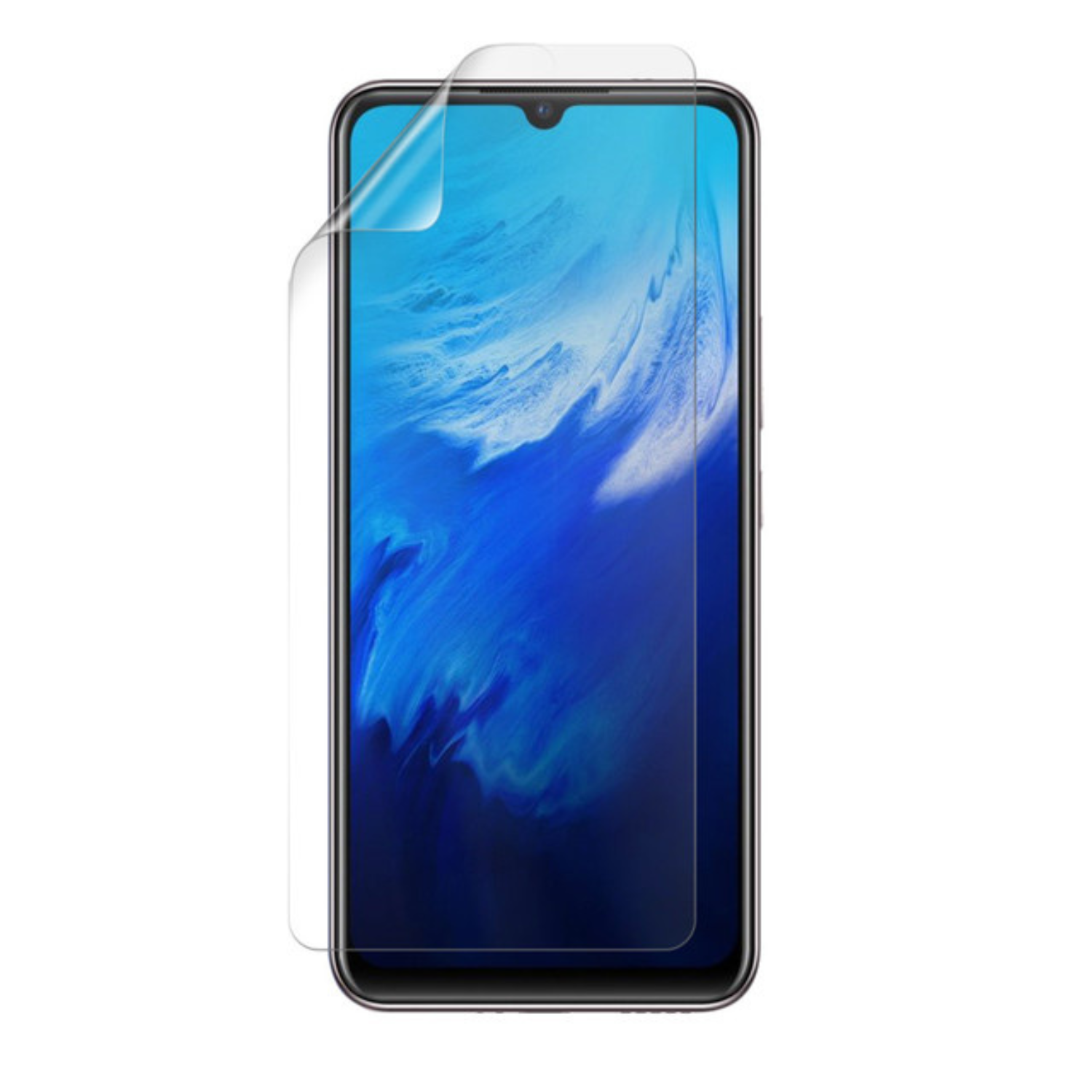 9eight5 Hydrogel Screen Protector for Vivo X50e, clear film showing precise fit and smooth surface for screen protection.