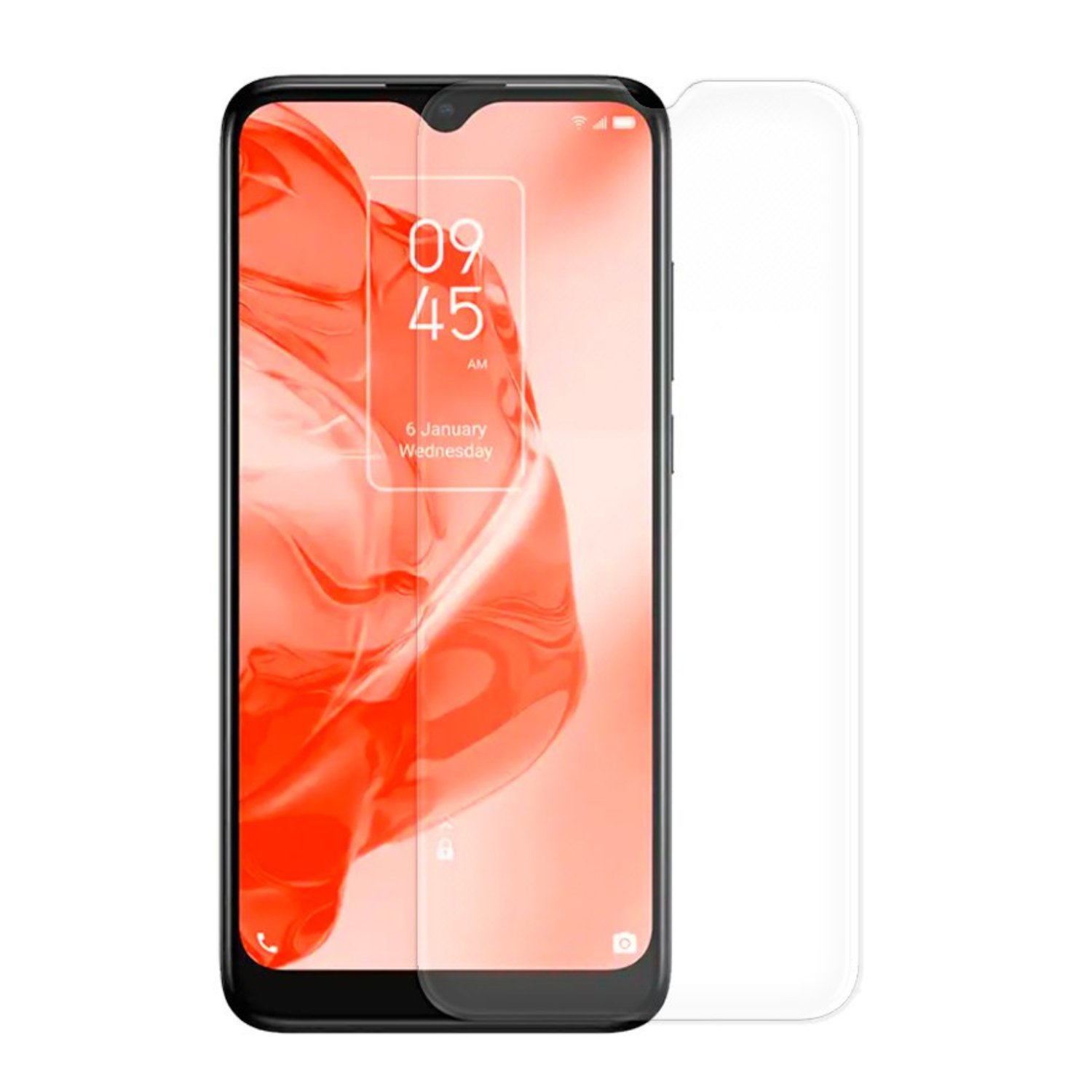 Two 9eight5 hydrogel screen protectors for TCL 205, designed to fit and protect the smartphone screen.