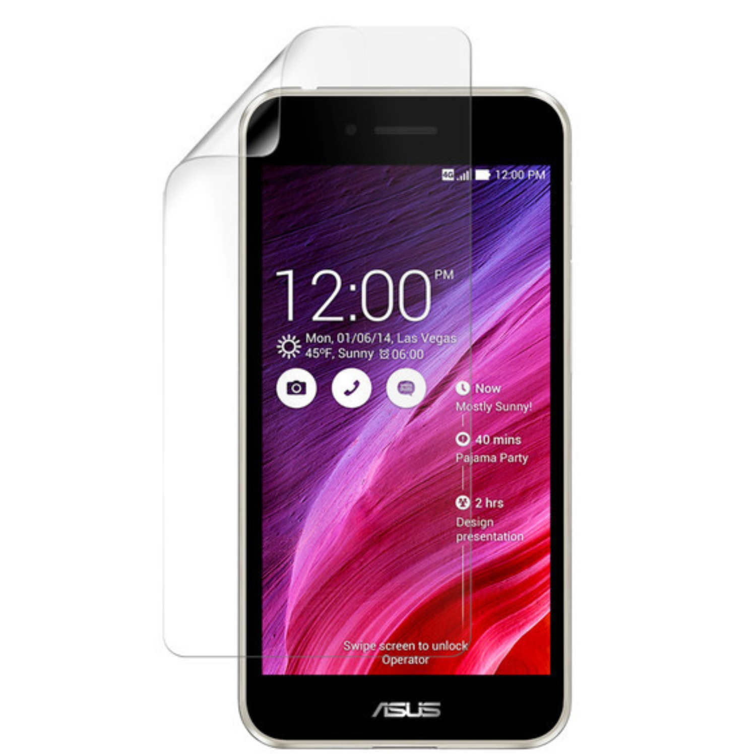 Clear Hydrogel Screen Protector for Asus PadFone S by 9eight5, showing a transparent, flexible film covering the device screen.