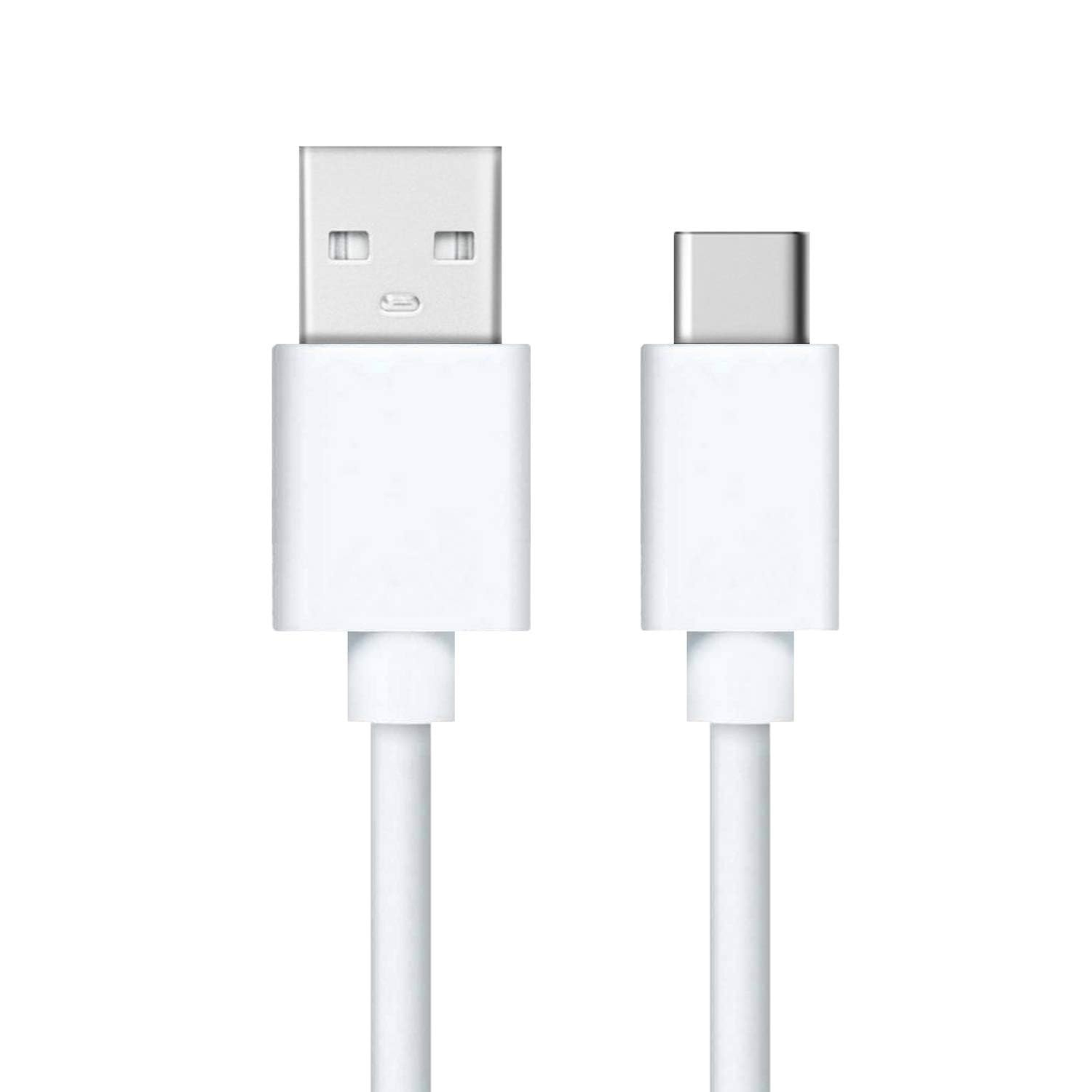 White 1m USB-A to USB-C charger cable for Nokia phones by 9eight5, showing both connectors and cable detail.