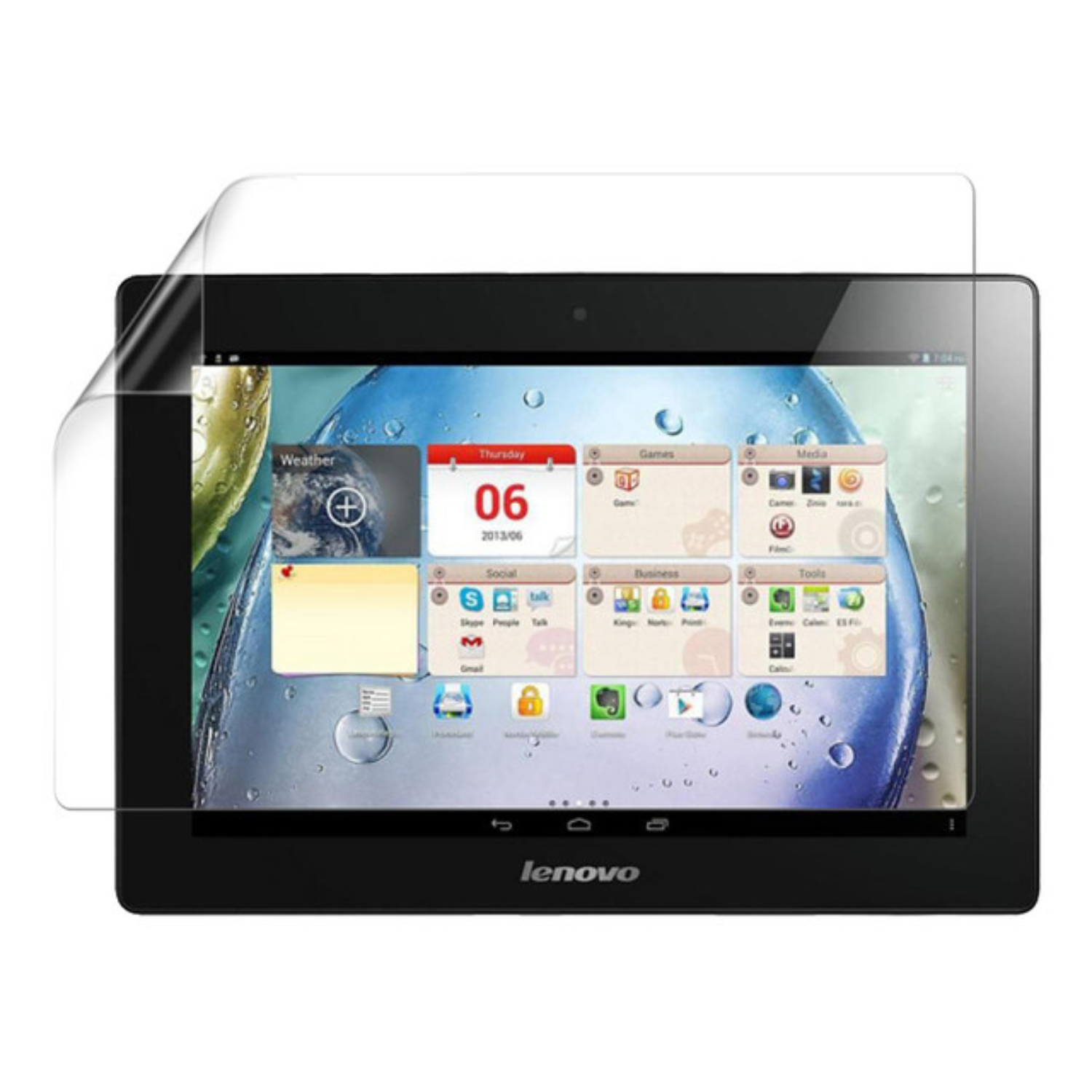 Hydrogel screen protector for Lenovo Idea Tab S6000H, by 9eight5, showing a transparent film covering the tablet screen.