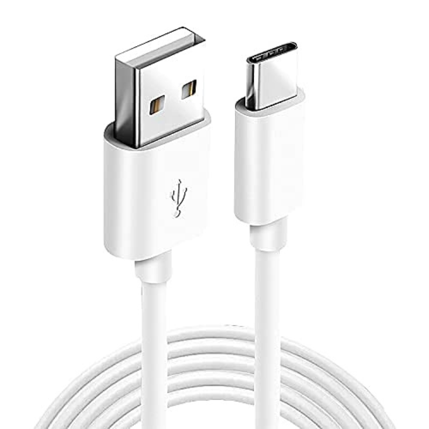 White 1m USB-A to USB-C charger cable for Google phones by 9eight5, featuring durable connectors and flexible design.