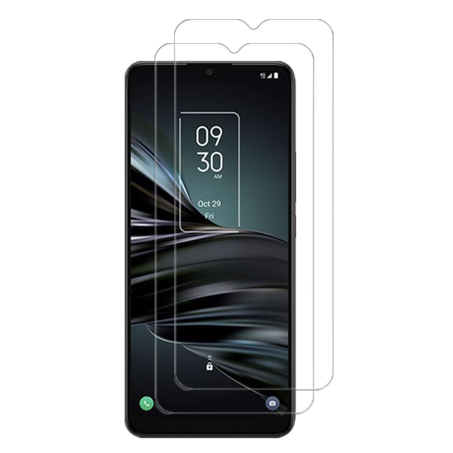 9eight5 hydrogel screen protector for TCL 20 XE, showing a clear, flexible film fitting over the phone screen.