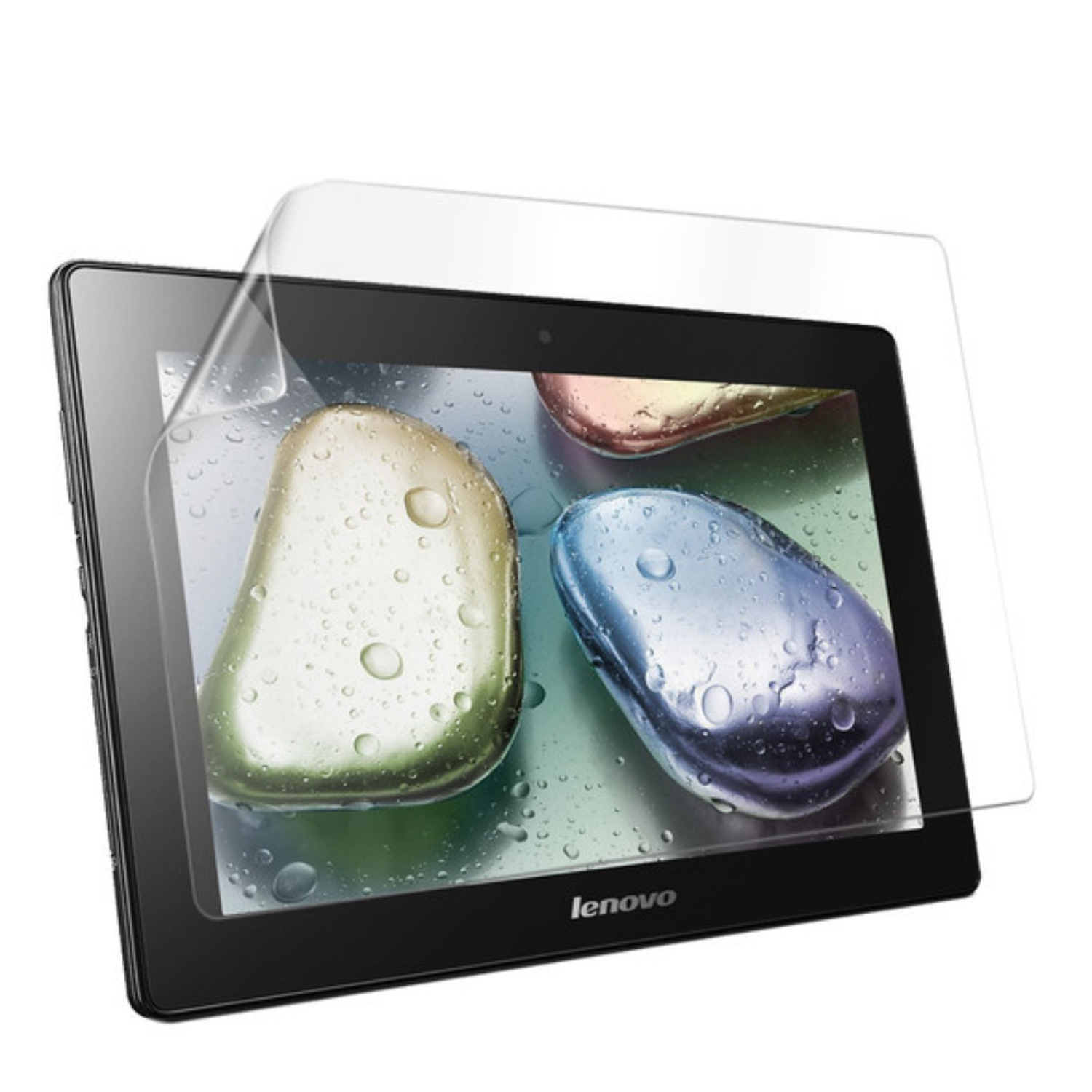 Hydrogel screen protector by 9eight5 for Lenovo Idea Tab S6000F, shown in image, protects the tablet screen from scratches and smudges.
