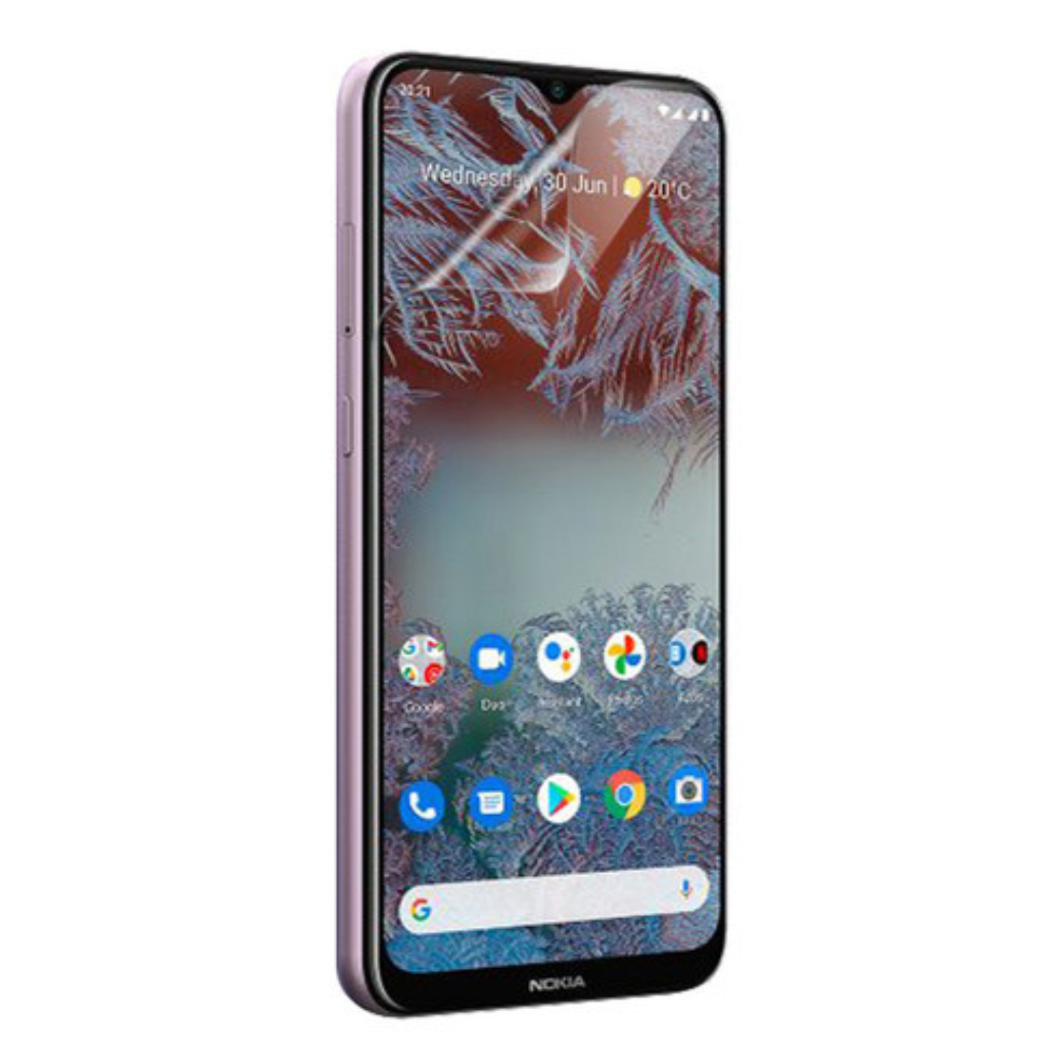9eight5 Hydrogel screen protector for Nokia G10, clear protective film covering the smartphone screen.