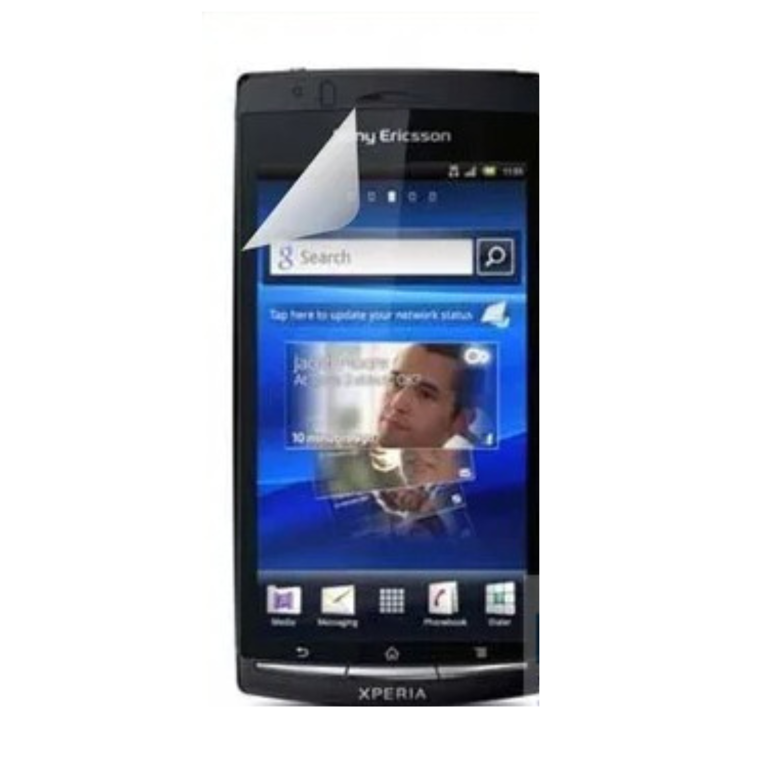Two clear Hydrogel screen protectors for Sony Ericsson Xperia Arc S by 9eight5, showing the flexible, transparent film on white background.