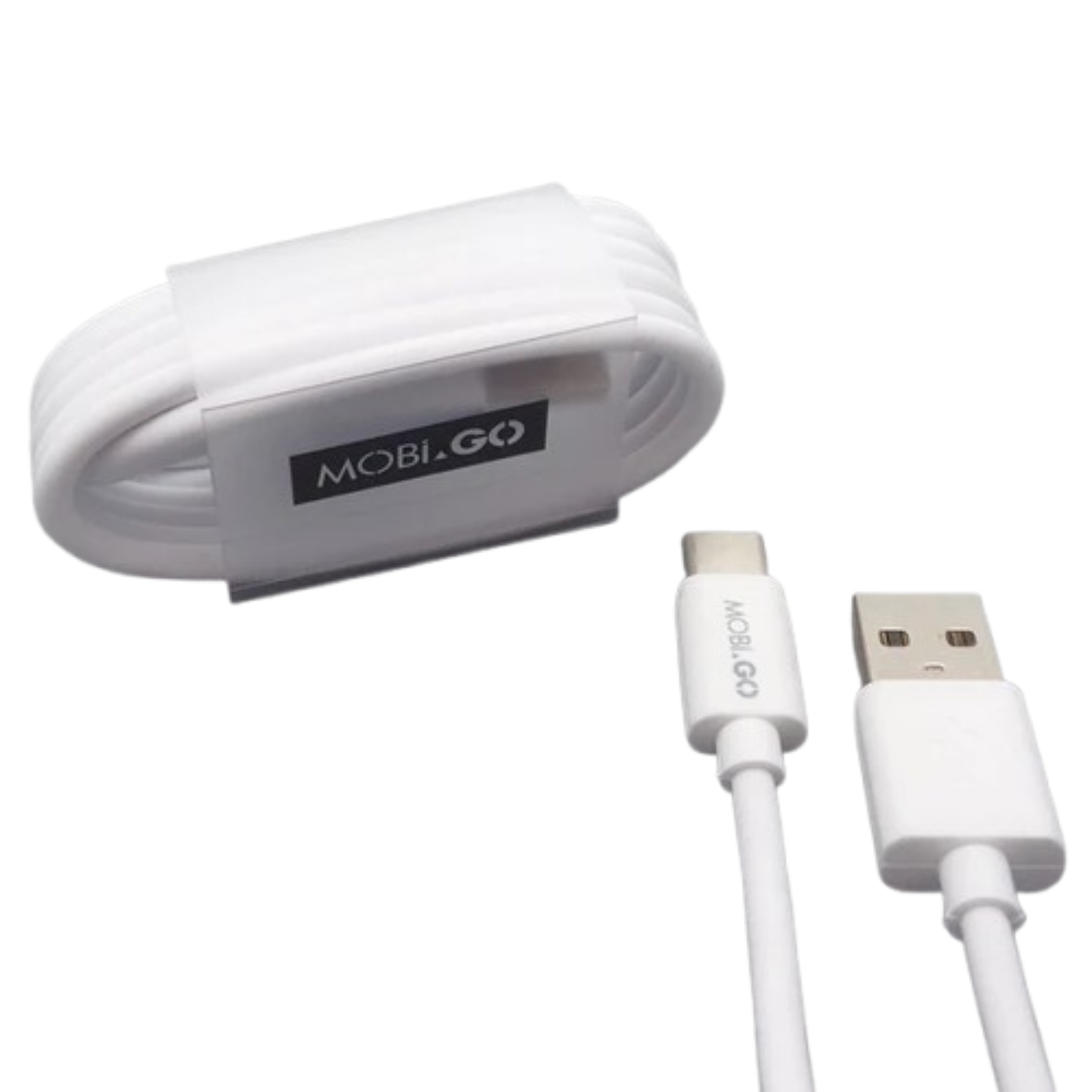9eight5 Mobigo 1m USB-A to C cable accessory, black with braided nylon design, showing connector ends for charging and data transfer.