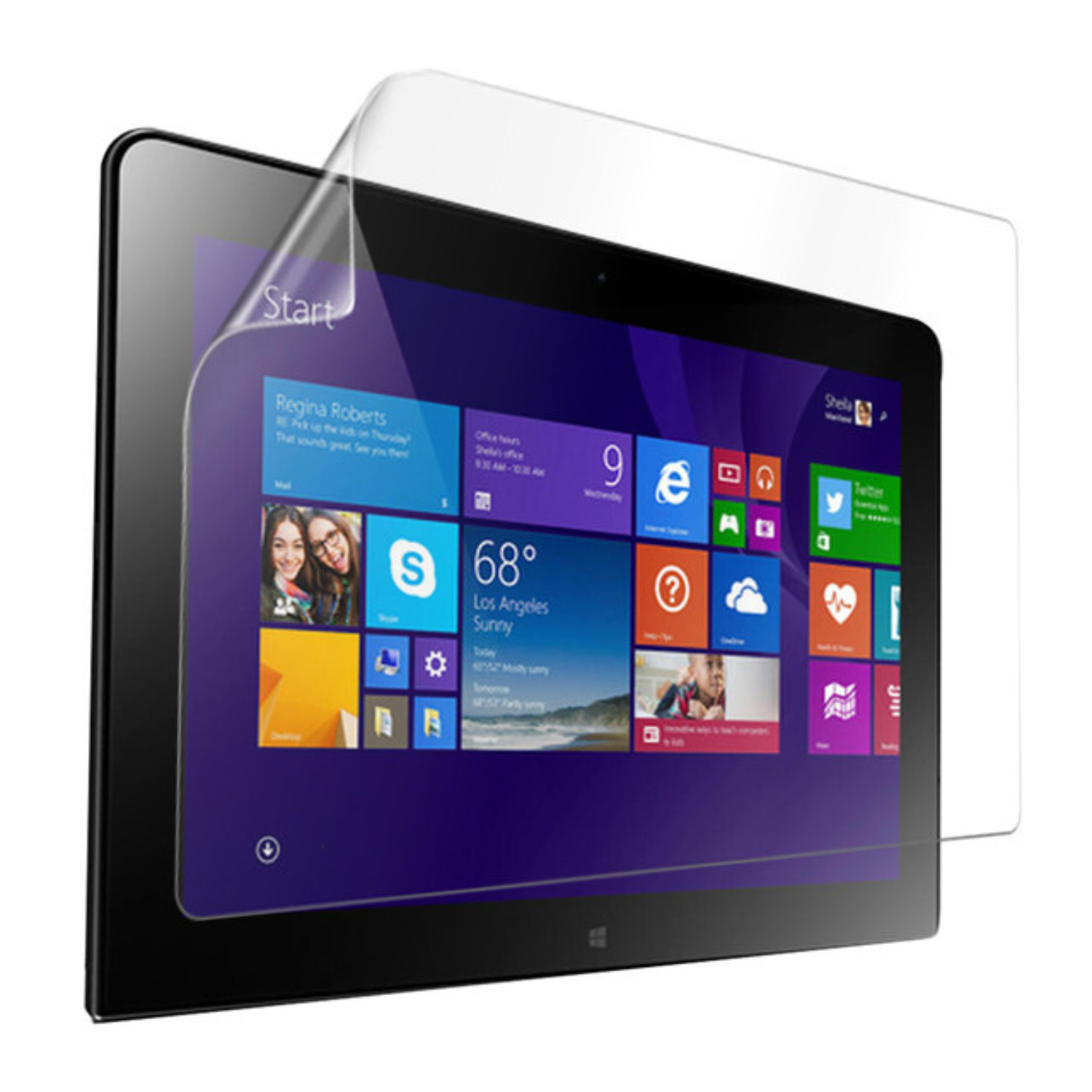Hydrogel screen protector for Lenovo ThinkPad 10 by 9eight5, showing a clear, thin film covering the tablet screen.