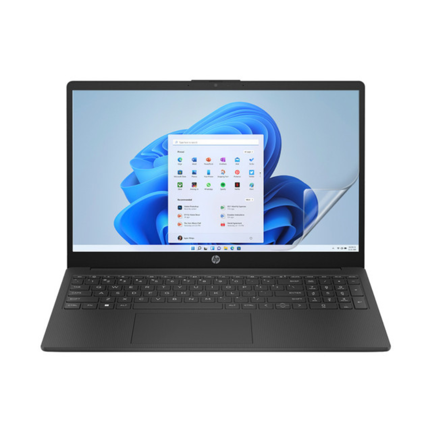 Two 9eight5 hydrogel screen protectors for HP 15 FC0000 laptops, showing clear, flexible protective films in packaging.
