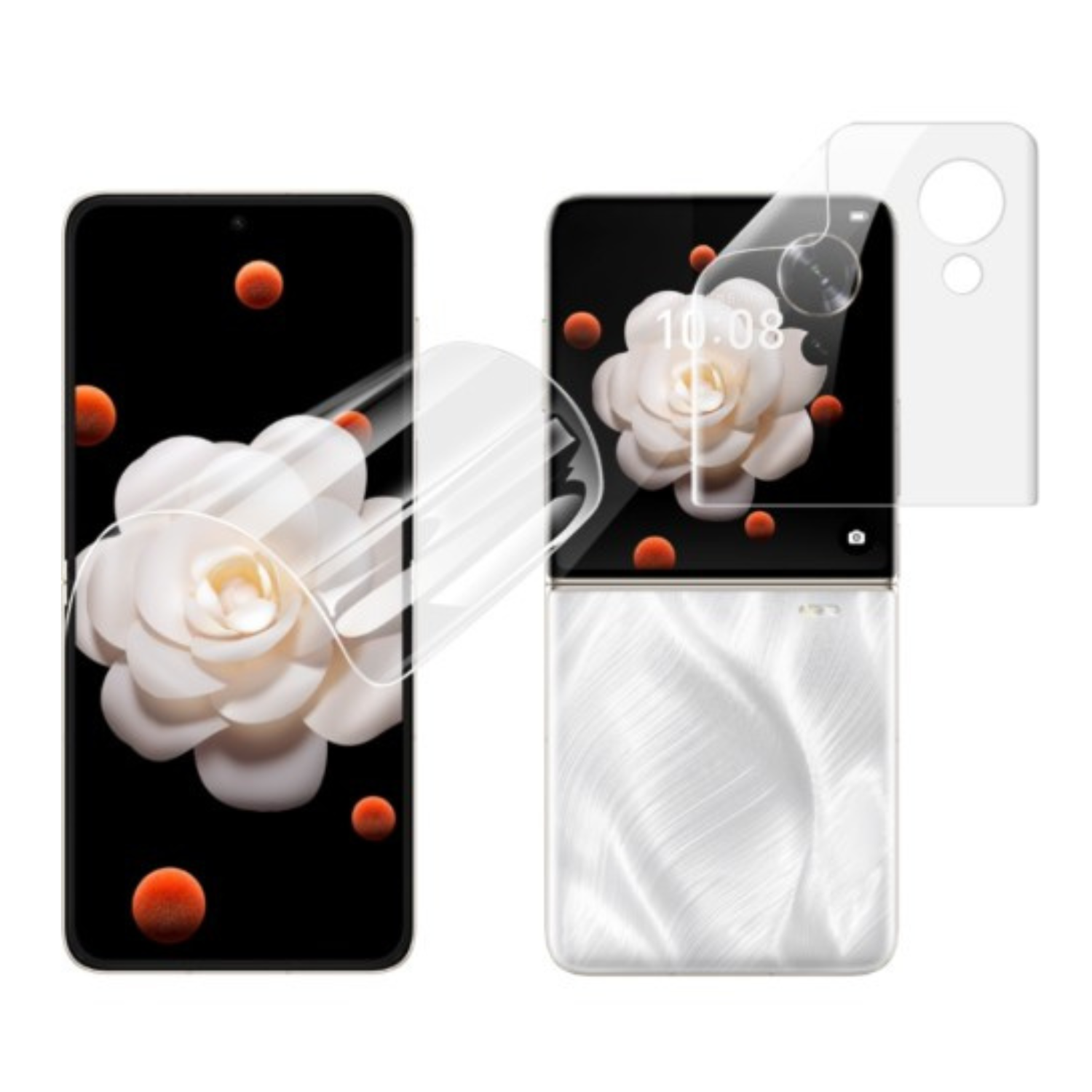 Hydrogel screen protector for Honor Magic V Flip smartphone by 9eight5, showing the flexible, transparent film applied on the device screen.