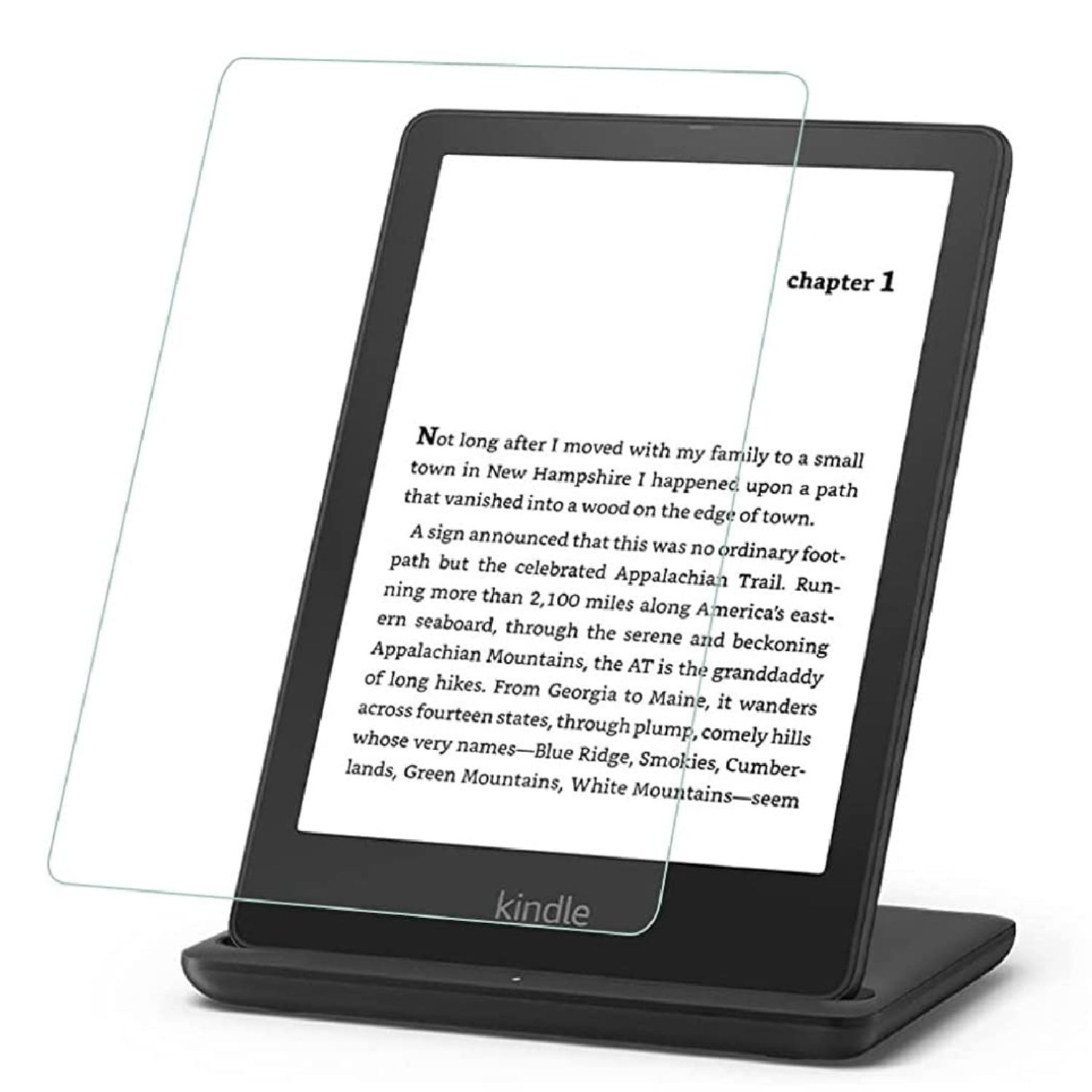 9eight5 hydrogel screen protector for Kindle Paperwhite 5th gen, pack of 2, showing transparent film fitting the device screen.